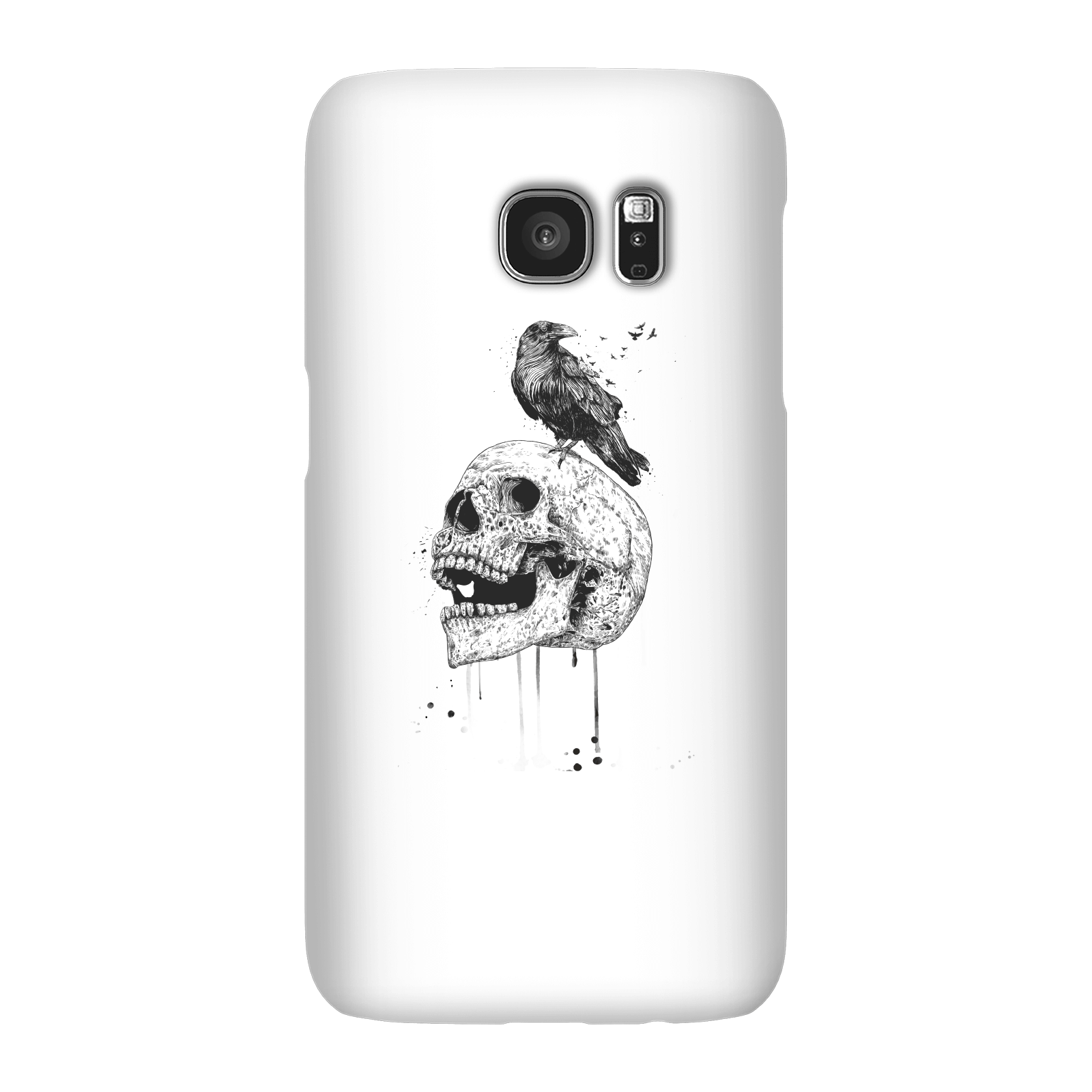 Balazs Solti Skull And Crow Phone Case for iPhone and Android - Samsung S7 - Snap Case - Matte