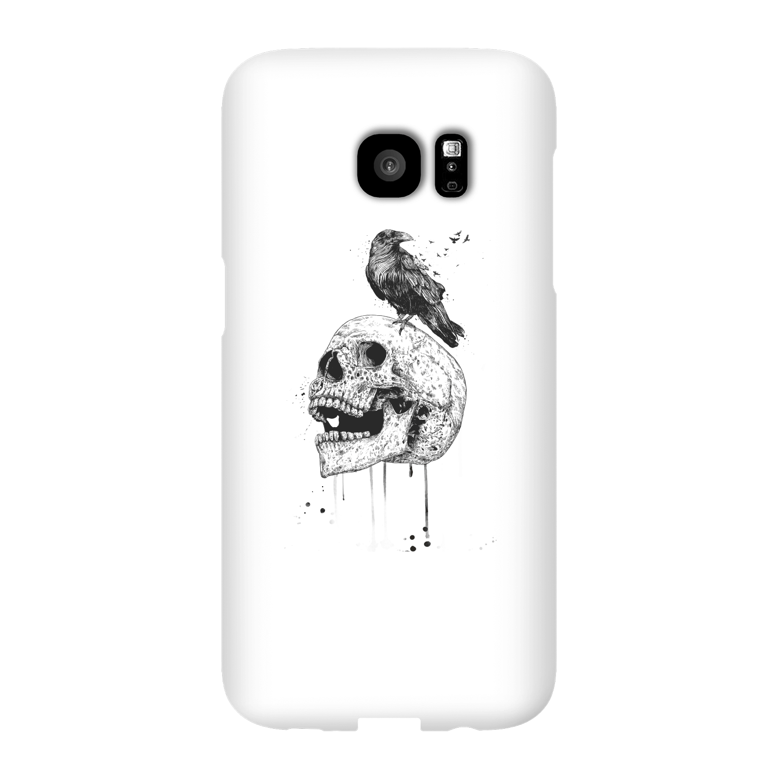 Balazs Solti Skull And Crow Phone Case for iPhone and Android - Samsung S7 Edge - Snap Case - Gloss
