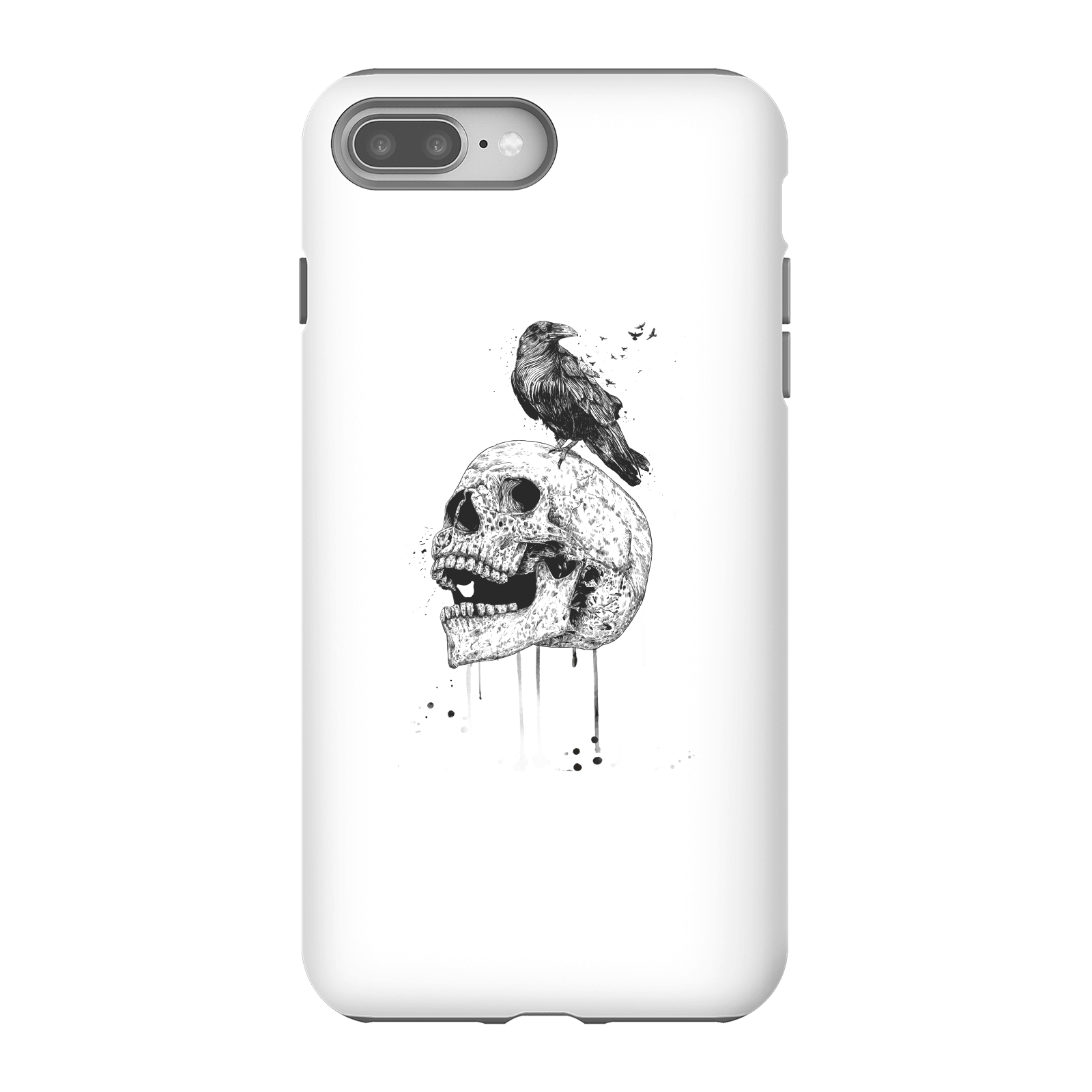 Balazs Solti Skull And Crow Phone Case for iPhone and Android - iPhone 8 Plus - Tough Case - Gloss