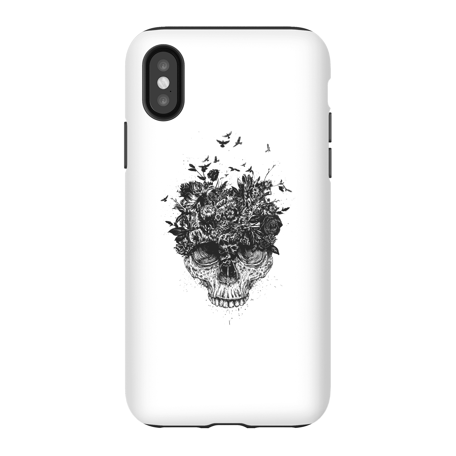 Balazs Solti Skulls And Flowers Phone Case for iPhone and Android - iPhone X - Tough Case - Gloss