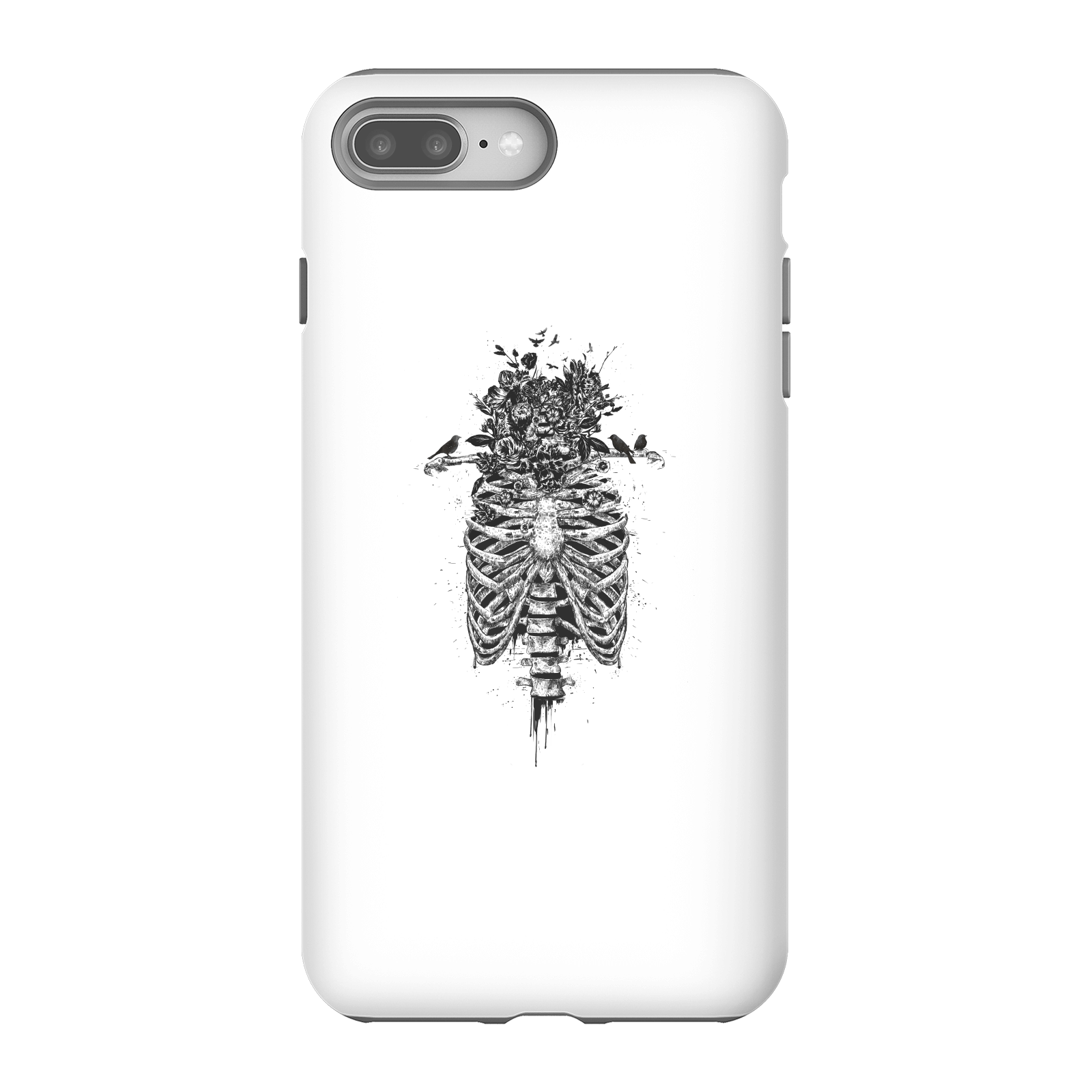 Balazs Solti Skulls And Flowers Phone Case for iPhone and Android - iPhone 8 Plus - Tough Case - Gloss
