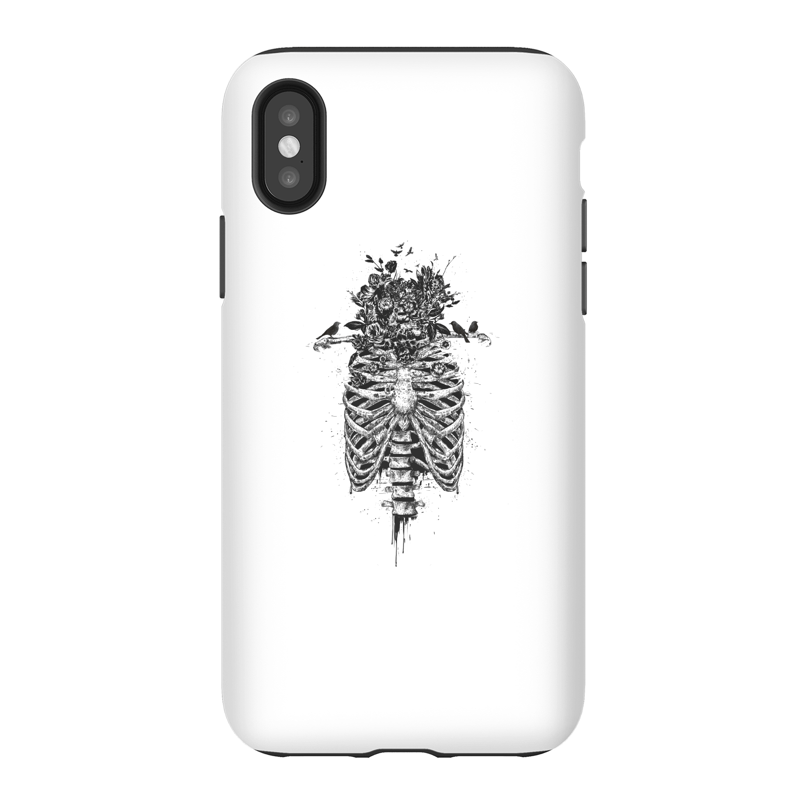 Balazs Solti Skulls And Flowers Phone Case for iPhone and Android - iPhone X - Tough Case - Gloss