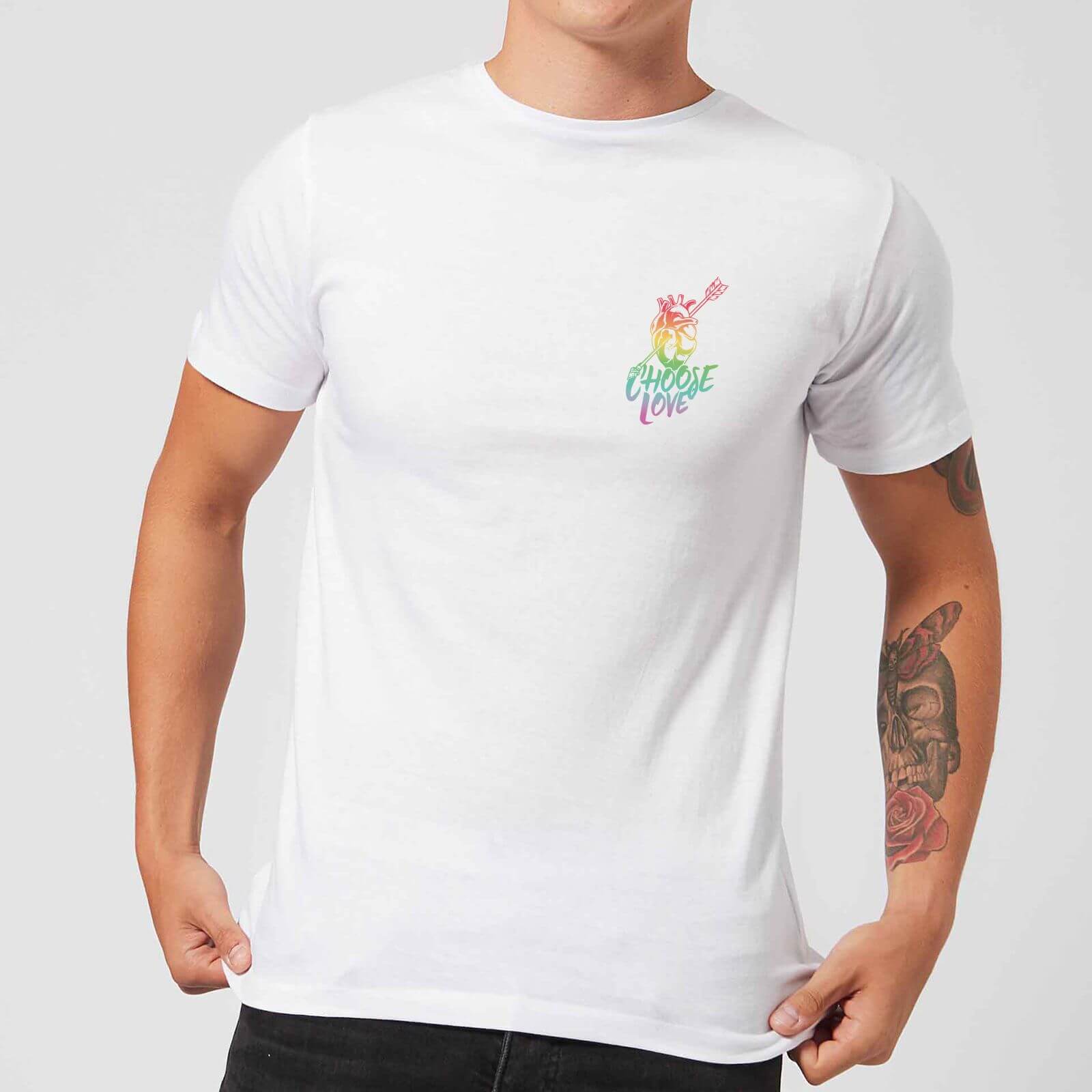 Native Shore Choose Love Rainbow Pocket Men's T-Shirt - White - 3XL - White