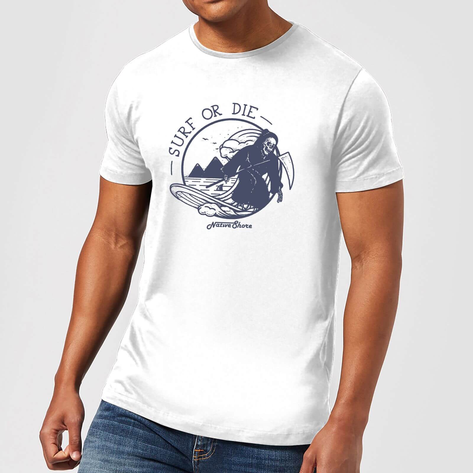 T-Shirt Homme Surf Or Die Native Shore - Blanc - 3XL - Blanc