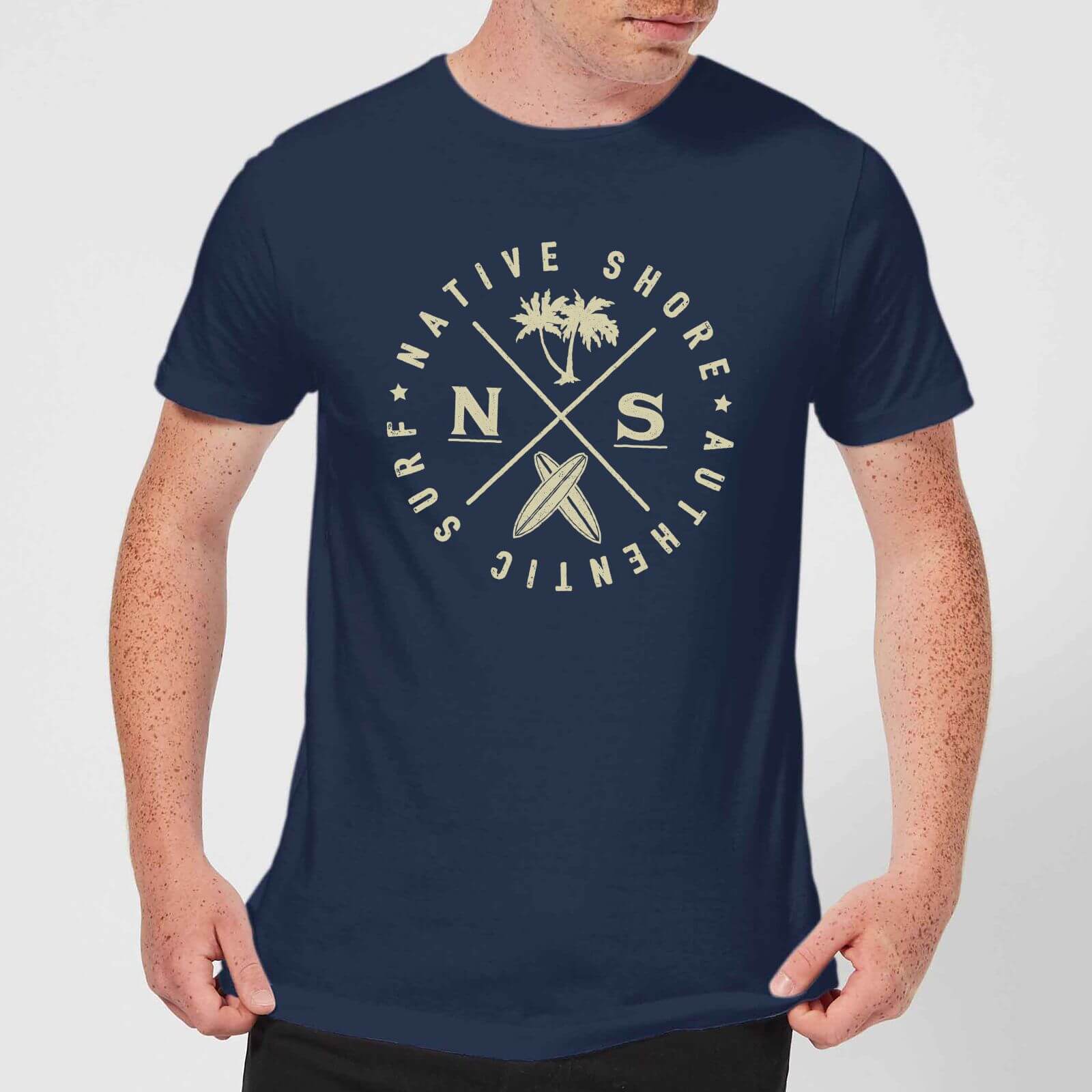 T-Shirt Homme Authentic Surf Circle Native Shore - Bleu Marine - S - Navy