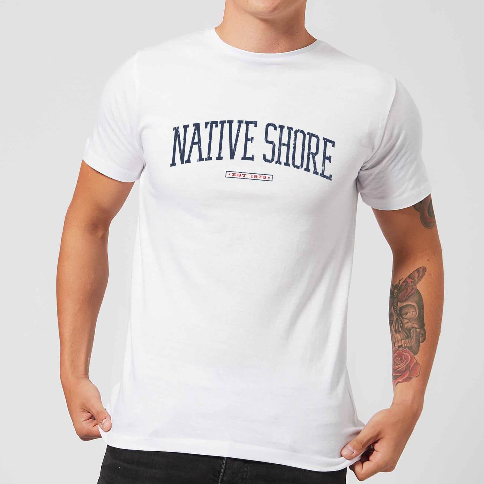 Native Shore Varsity Curved Men's T-Shirt - White - 3XL - White