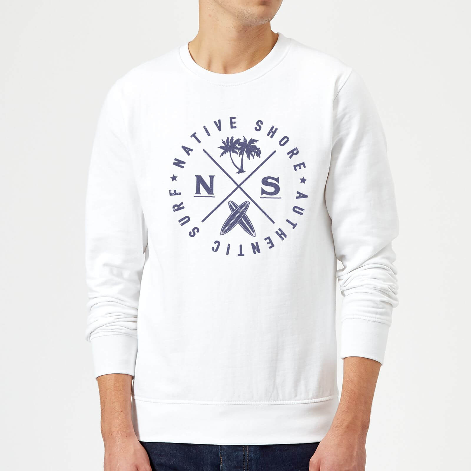Sweat Homme Authentic Surf Circle Native Shore - Blanc - M - Blanc