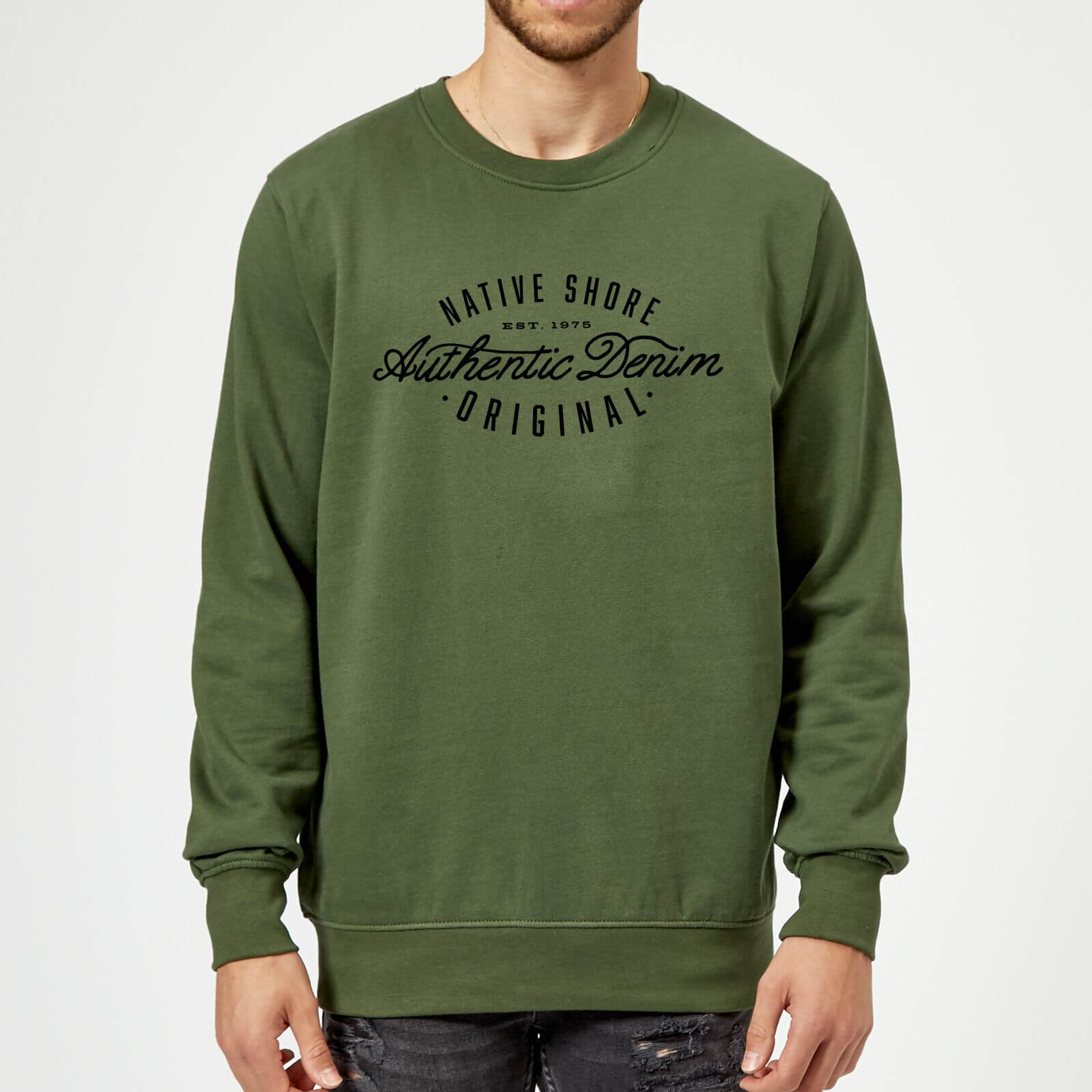 Sweat Homme Authentic Denim Native Shore - Vert - M - Forest Green