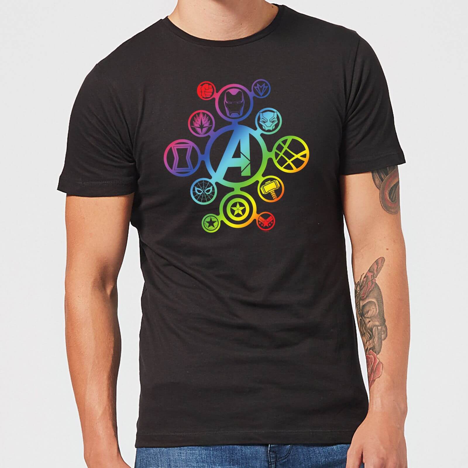 Avengers Rainbow Icon Men's T-Shirt - Black - L