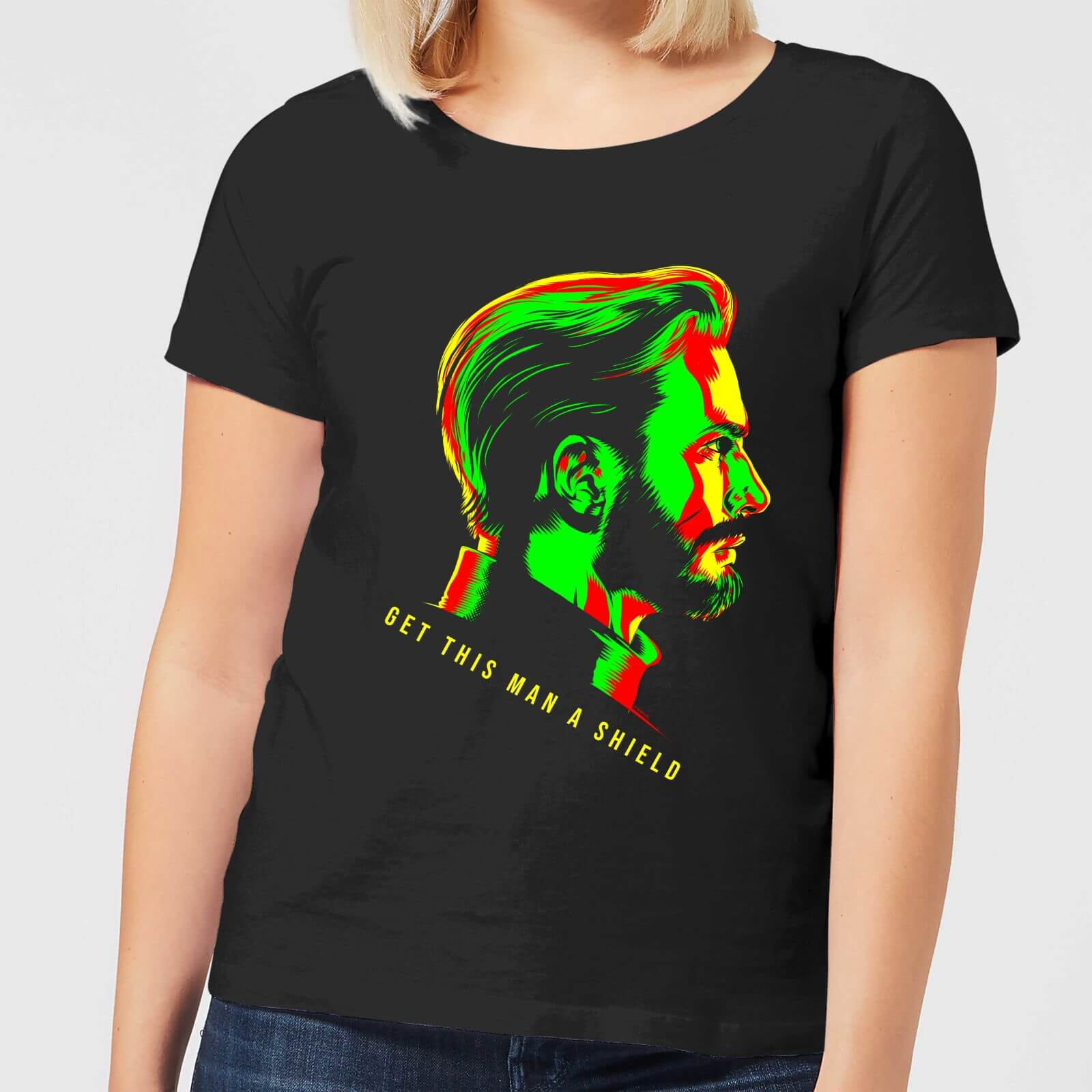 

T-Shirt Avengers Get This Man A Shield - Nero - Donna - S - Nero
