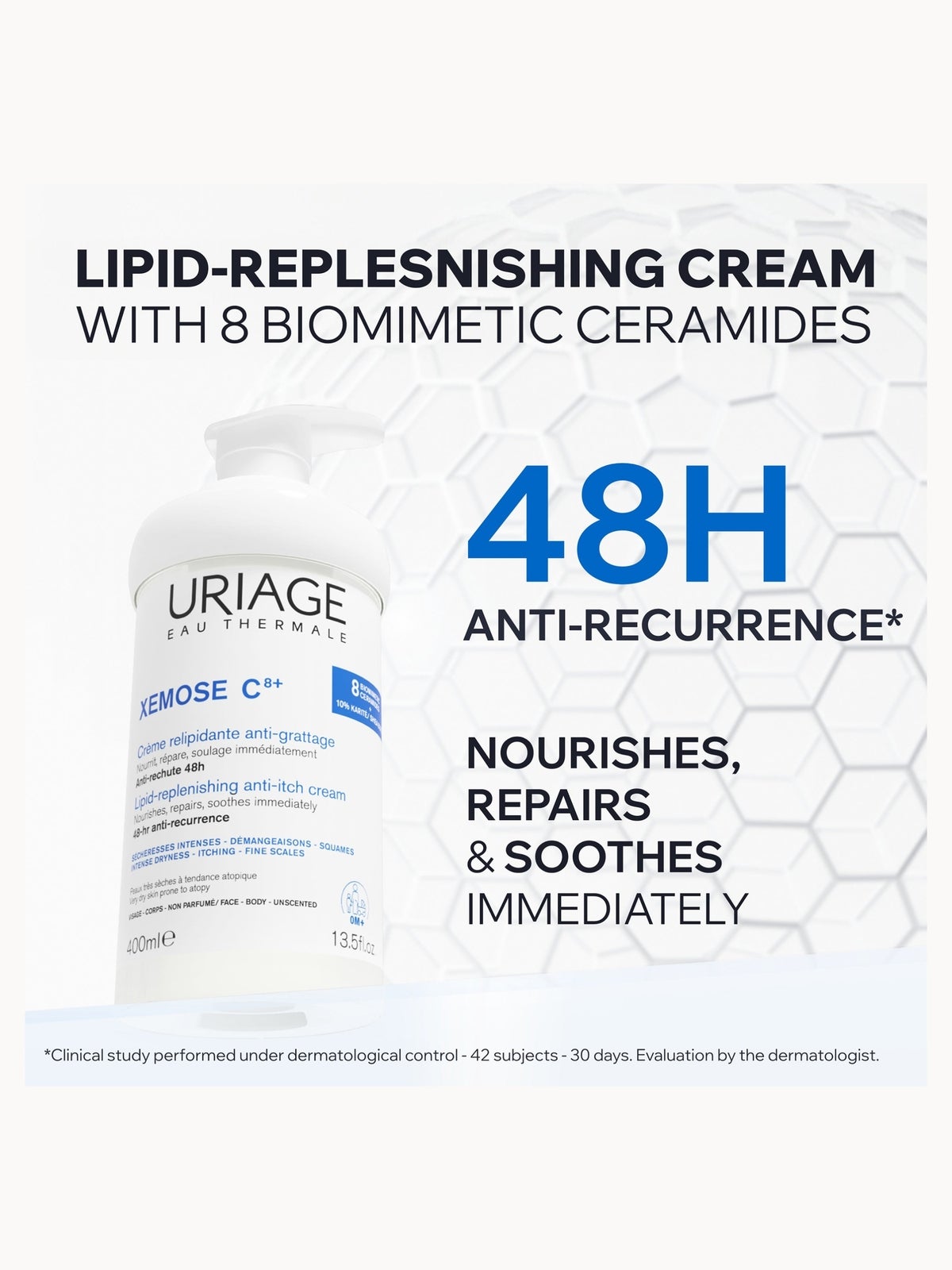 Uriage Xemose C8+ Lipid-Replenishing Anti-Itch Cream 400ml 2