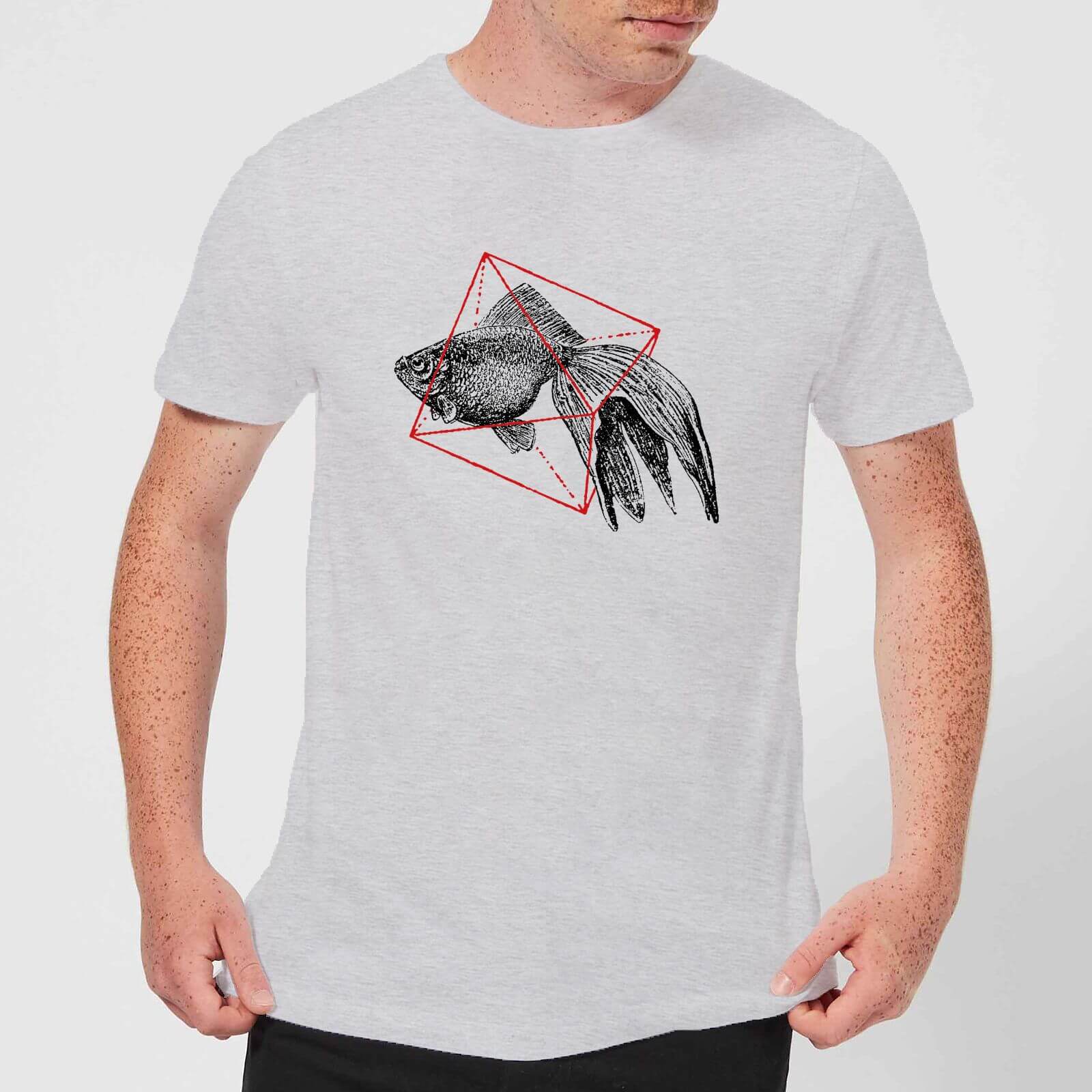 Florent Bodart Fish In Geometry Men's T-Shirt - Grey - 5XL