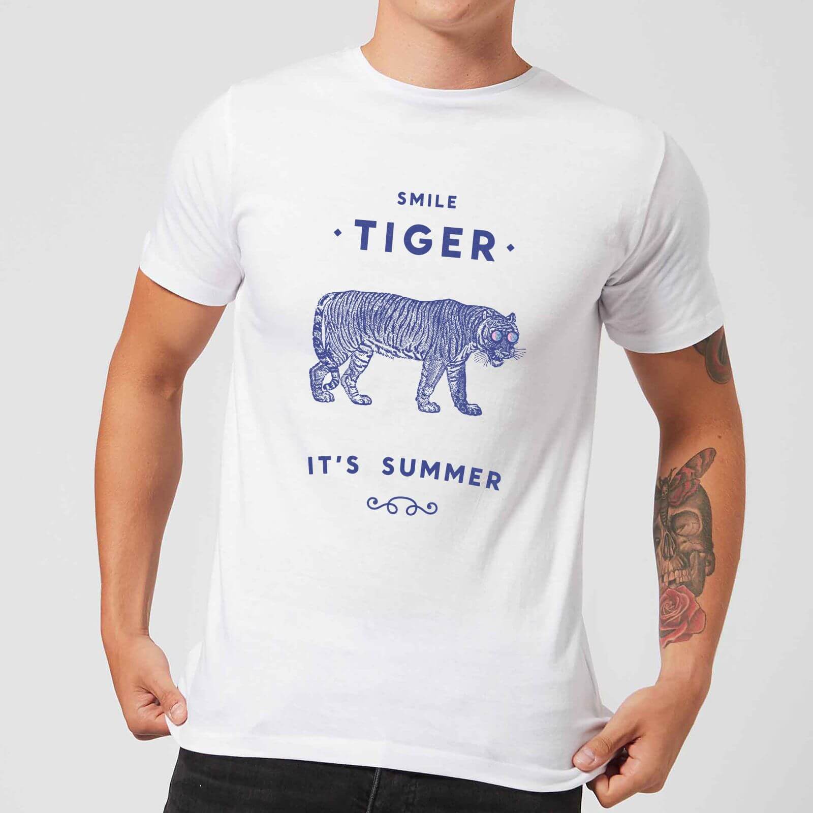 Florent Bodart Smile Tiger Men's T-Shirt - White - 5XL - White