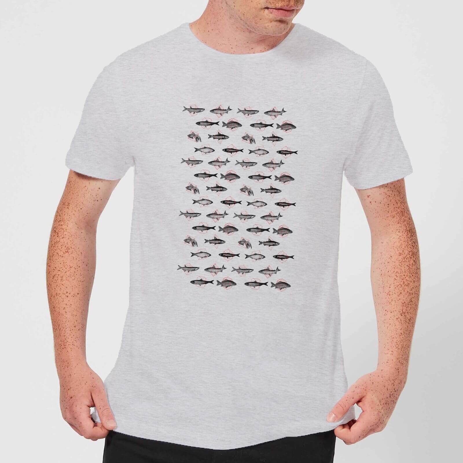 

Florent Bodart Fish In Geometric Pattern Men's T-Shirt - Grey - 5XL