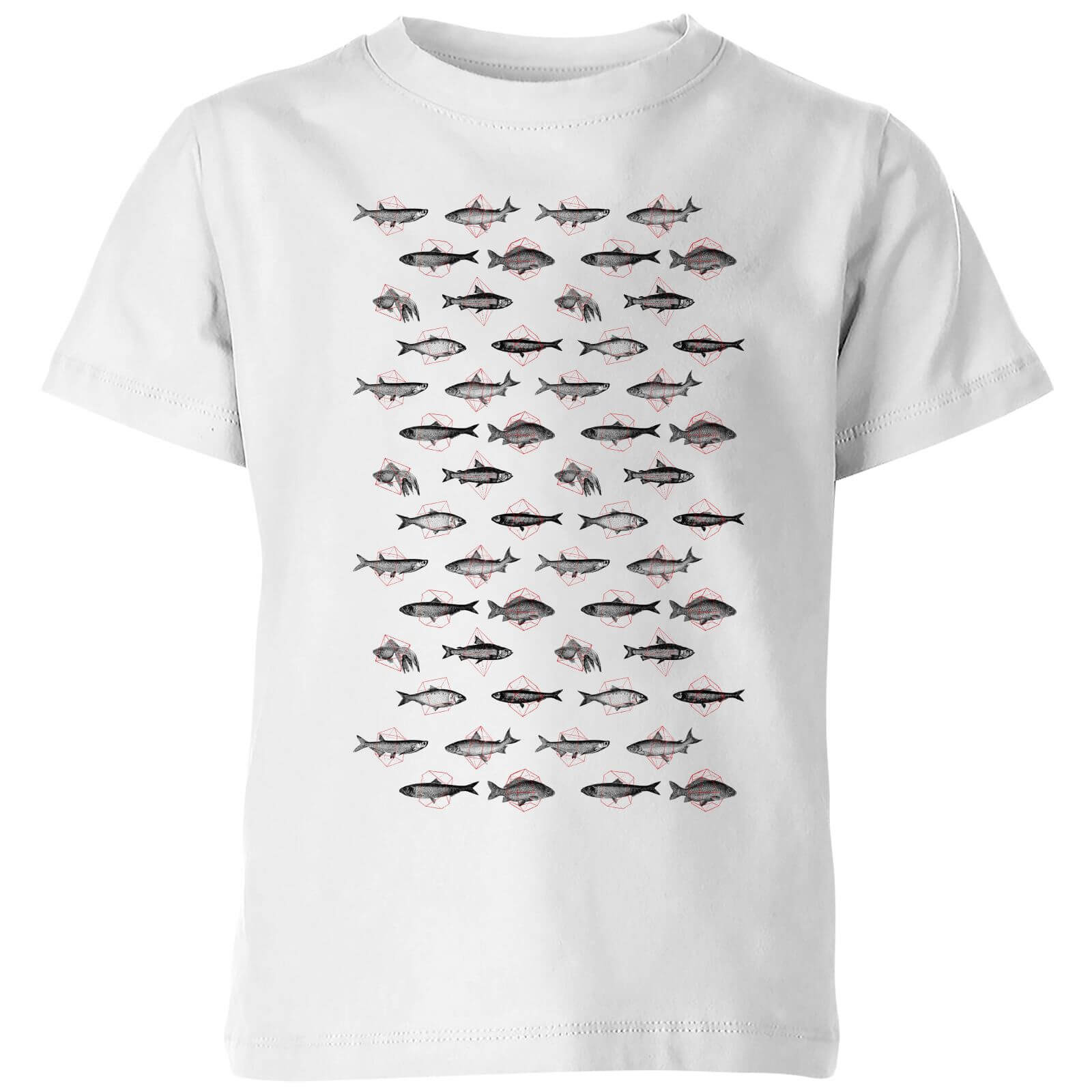 Florent Bodart Fish In Geometric Pattern Kids' T-Shirt - White - 3-4 Years - White