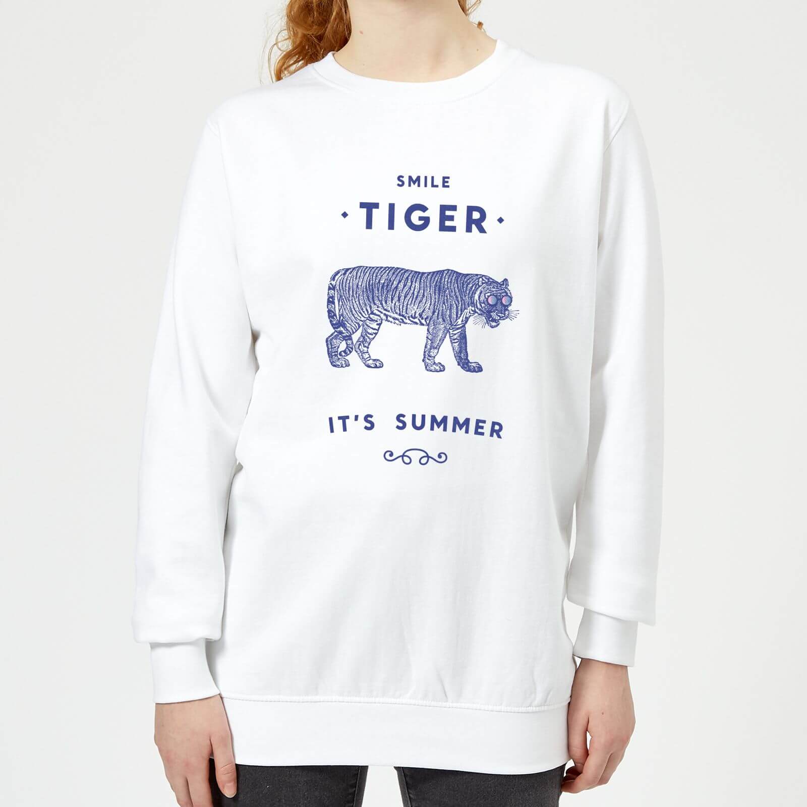 Florent Bodart Smile Tiger Women's Sweatshirt - White - XS - White