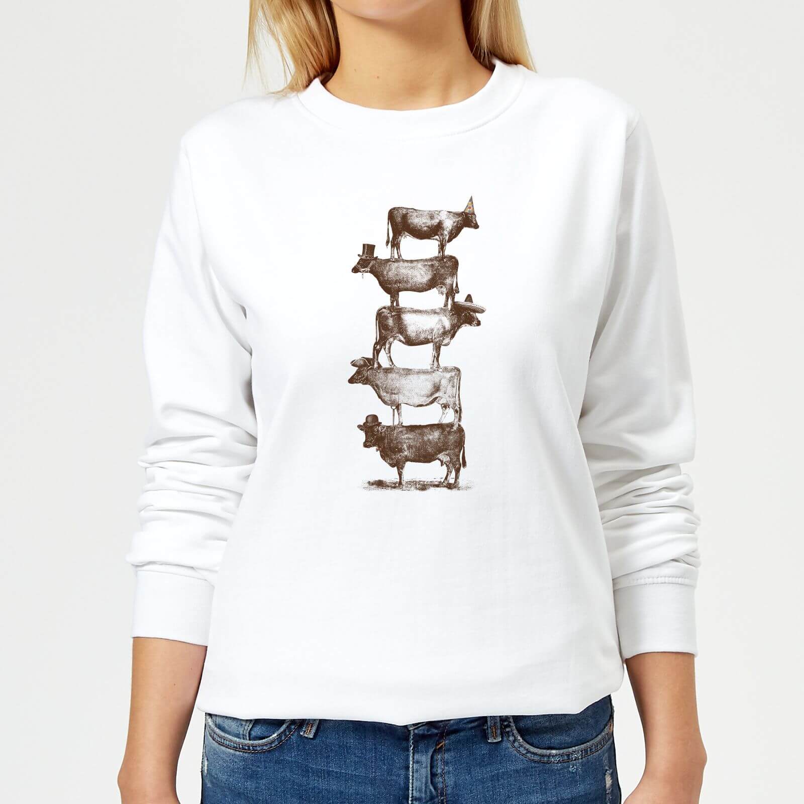 Florent Bodart Cow Cow Nuts Women's Sweatshirt - White - XS