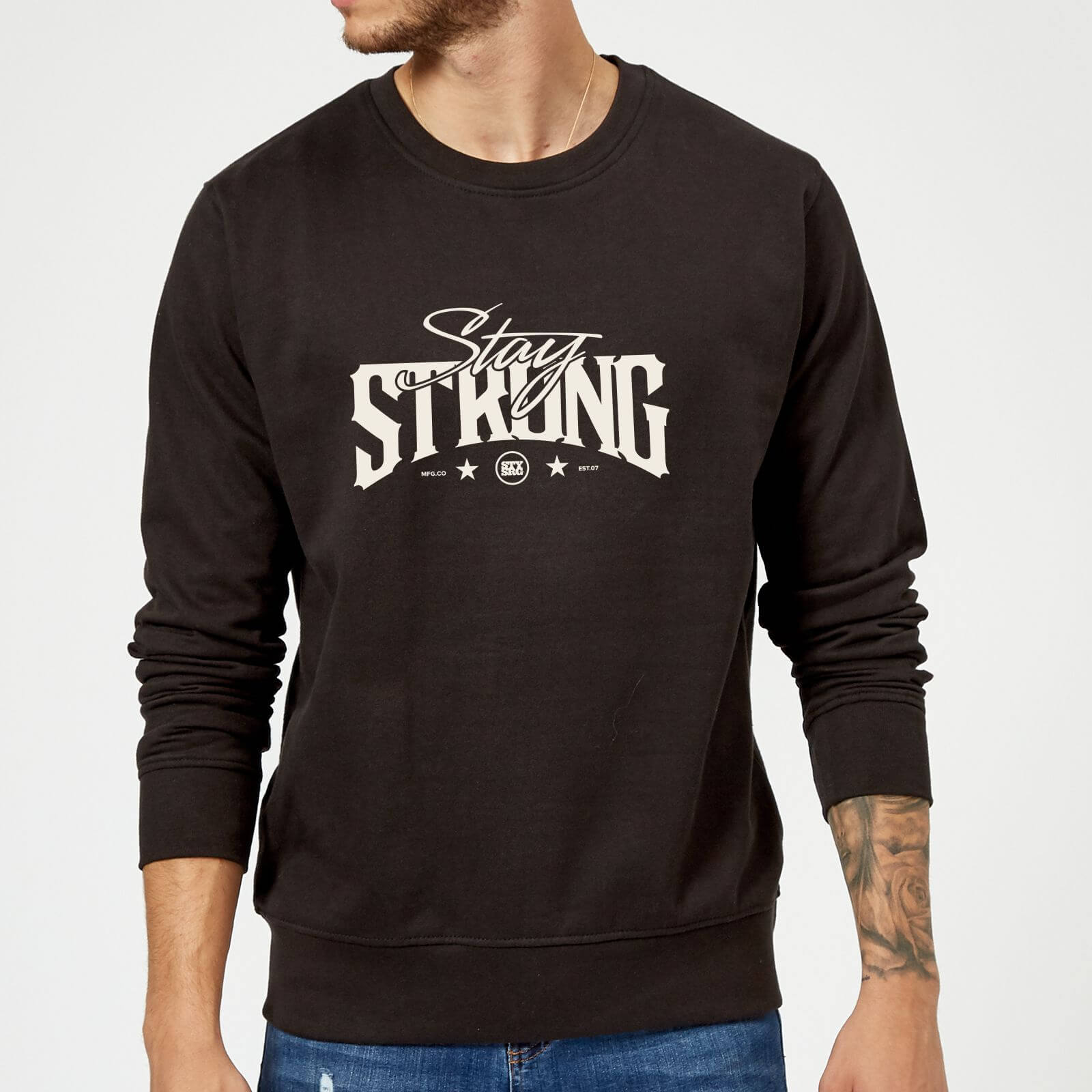 Stay Strong Logo Sweatshirt - Black - 5XL - Noir
