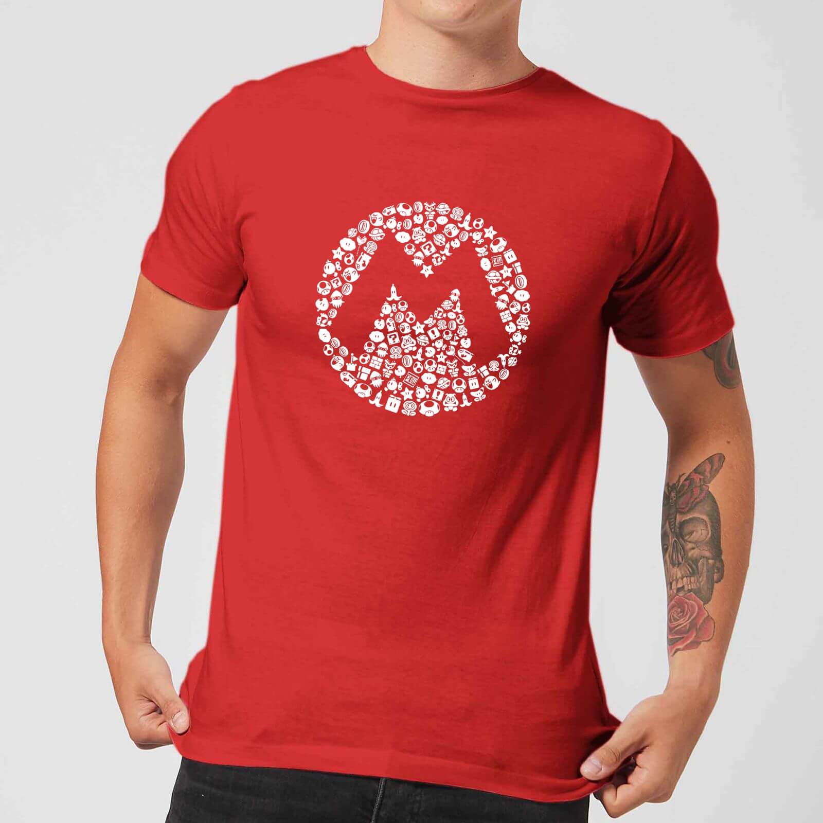 

Nintendo Super Mario Mario Items Logo Men's T-Shirt - Red - XL