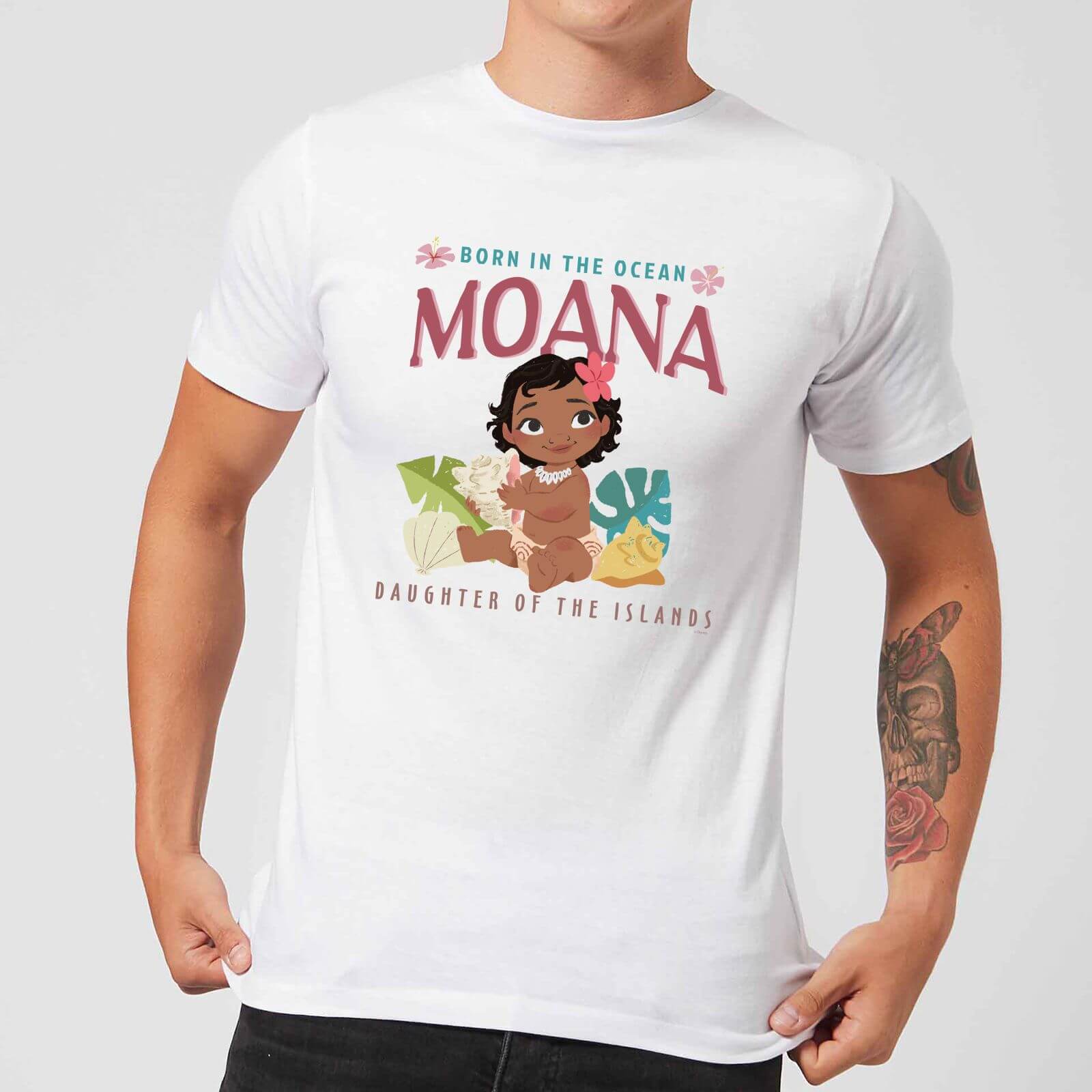 Disney Moana Born In The Ocean Men's T-Shirt - White - XL - White