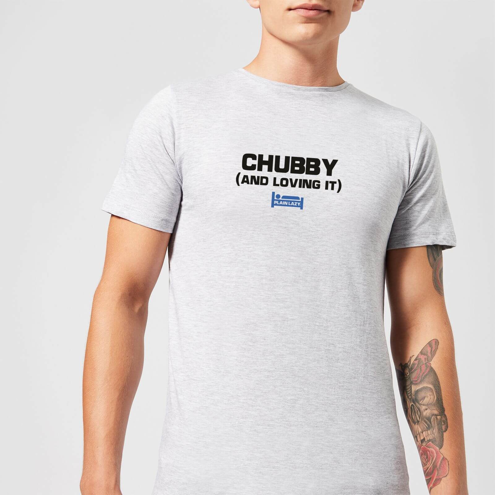 Plain Lazy Chubby and Loving It Men's T-Shirt - Grey - XS - Grey