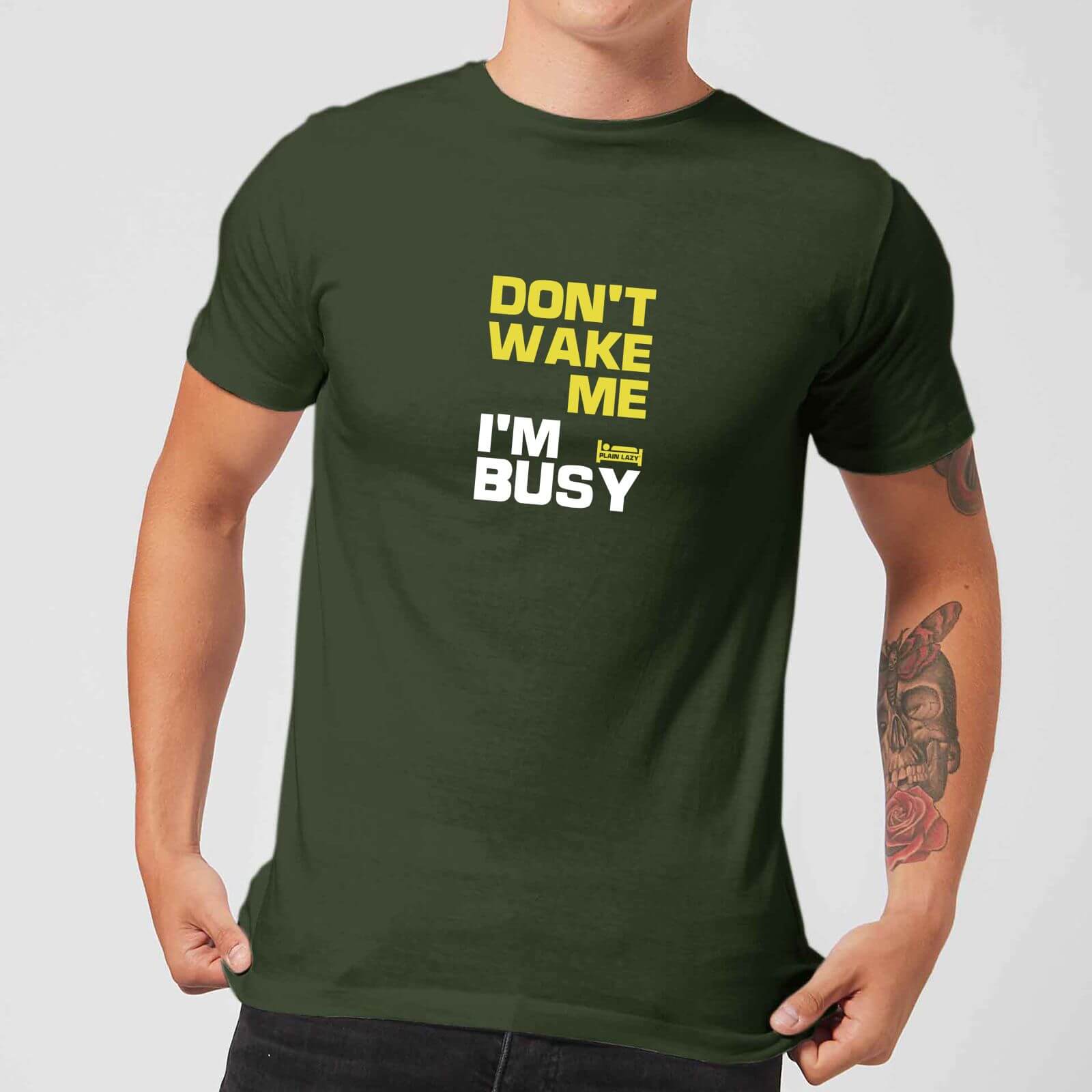 Plain Lazy Don't Wake Me Men's T-Shirt - Forest Green - XS - Forest Green