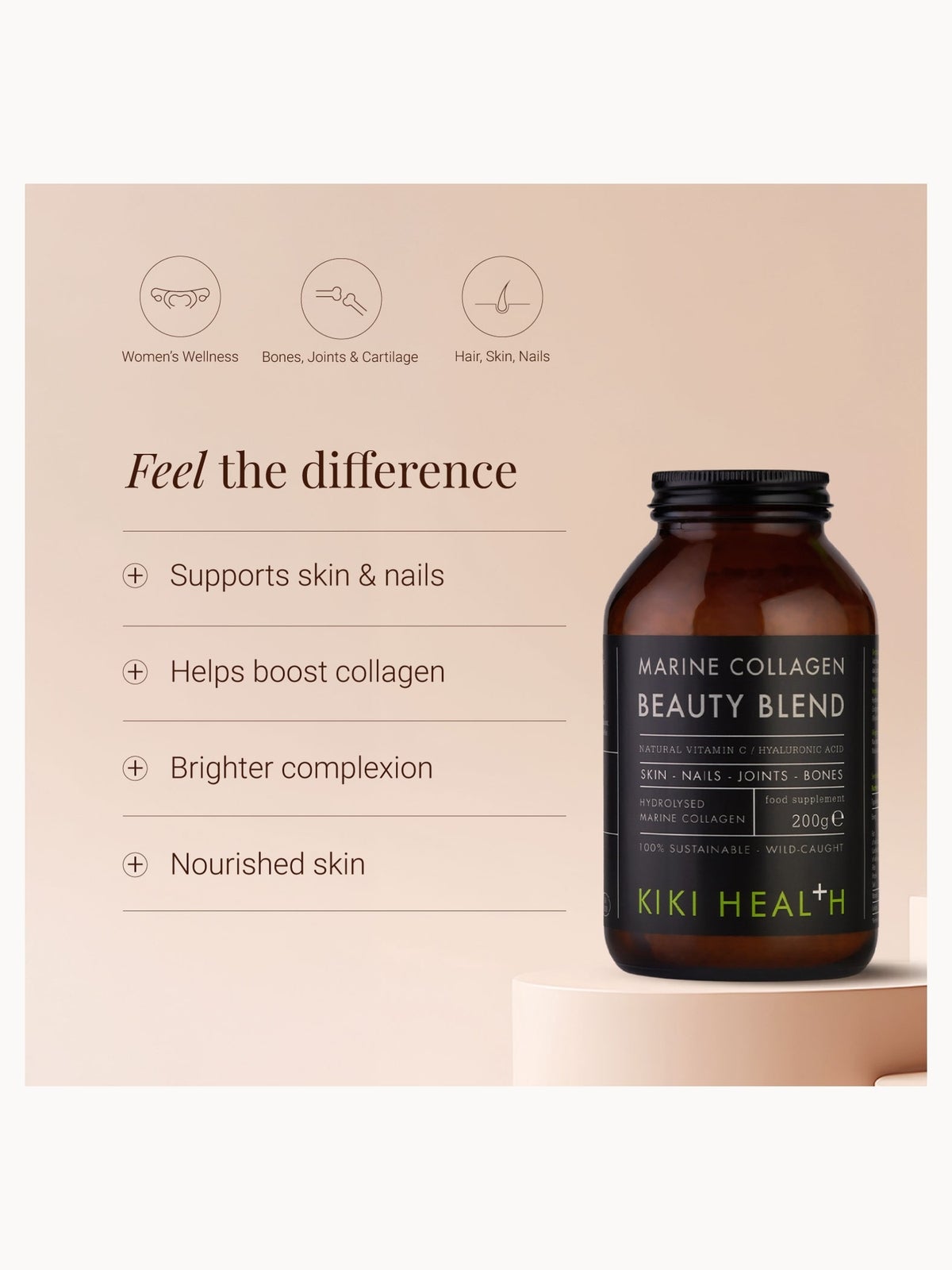 KIKI Health Marine Collagen Beauty Blend Powder - 200g | Hydrolyzed Collagen Supplement for Skin, Hair & Nails, photo 2