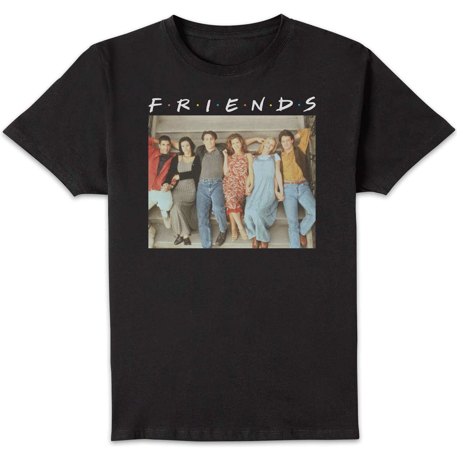 Friends Retro Character Shot Men's T-Shirt - Black - XXL