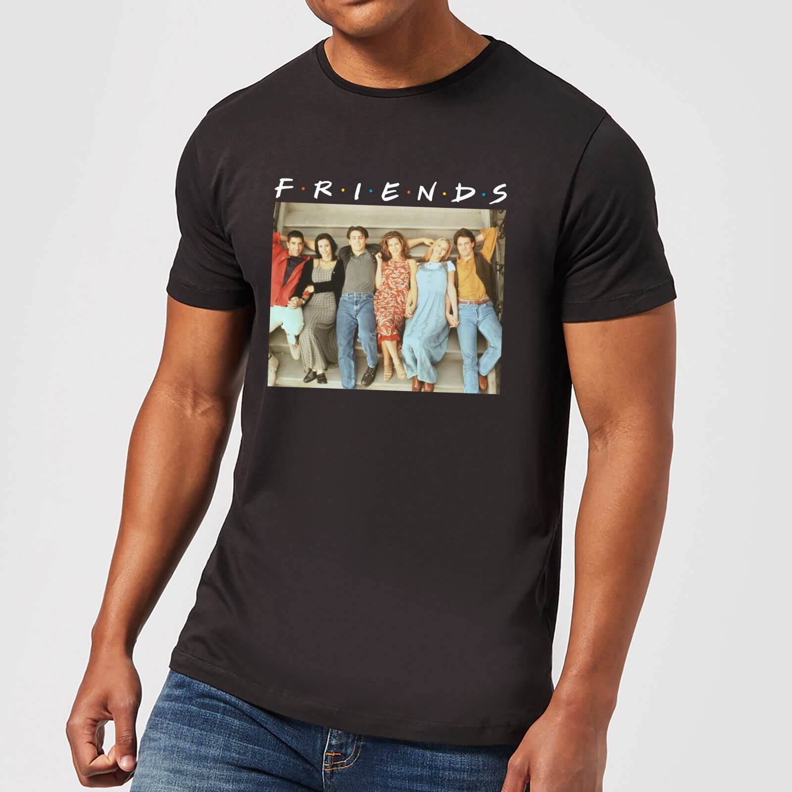 Friends Retro Character Shot Men's T-Shirt - Black - S - Black