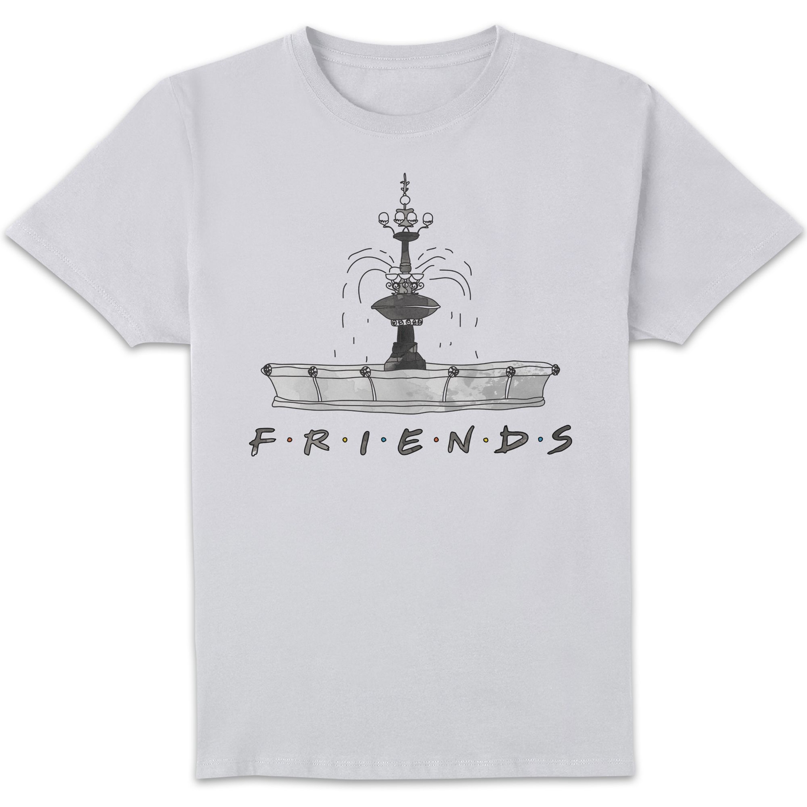 Friends Fountain Sketch Men's T-Shirt - White - 5XL