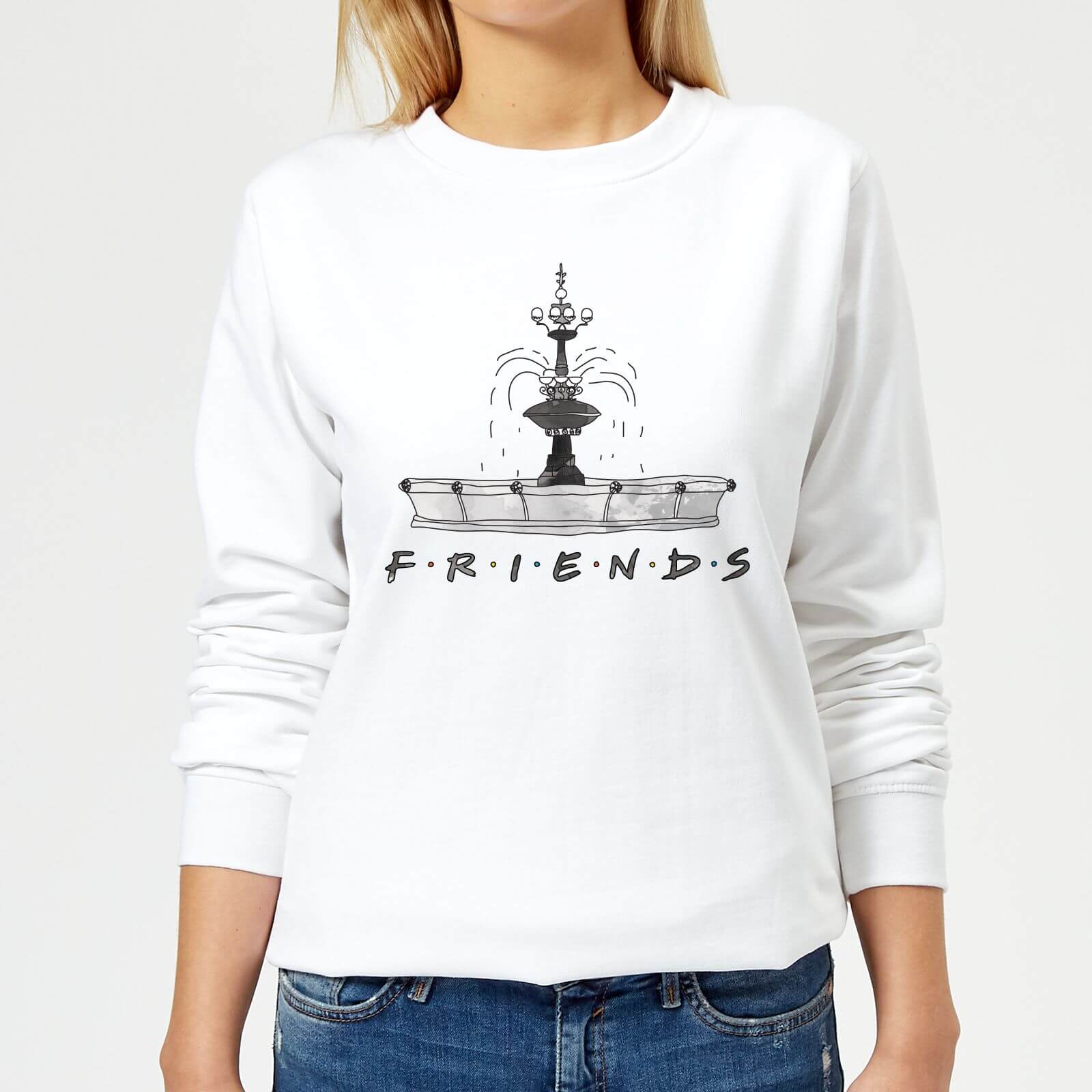 Friends Fountain Sketch Women's Sweatshirt - White - XS