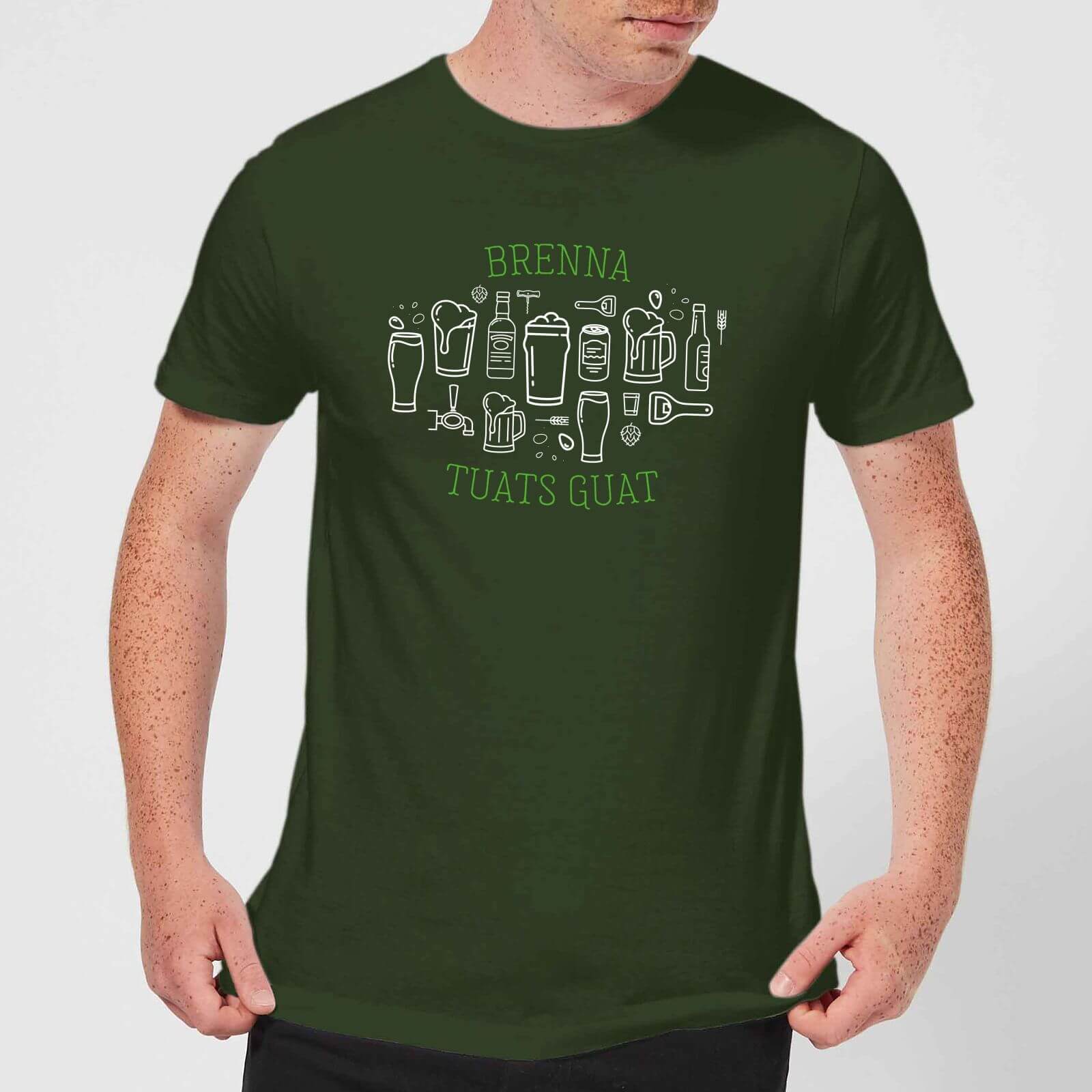 Brenna Tuats Guat! Men's T-Shirt - Forest Green - S - Forest Green