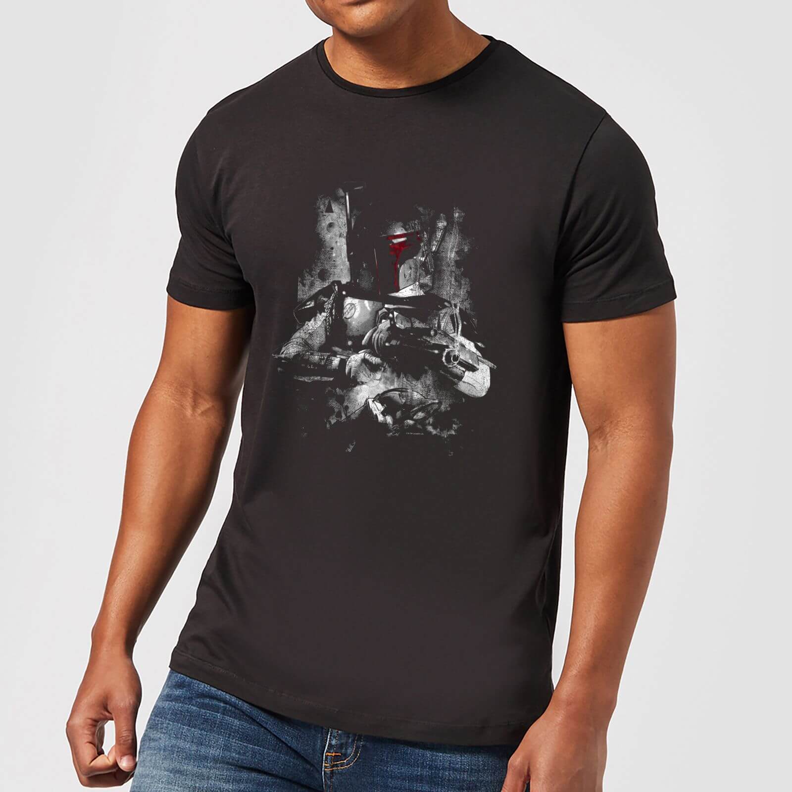 T-Shirt Homme Boba Fett Effet Abîmé Star Wars Classic - Noir - 3XL - Noir