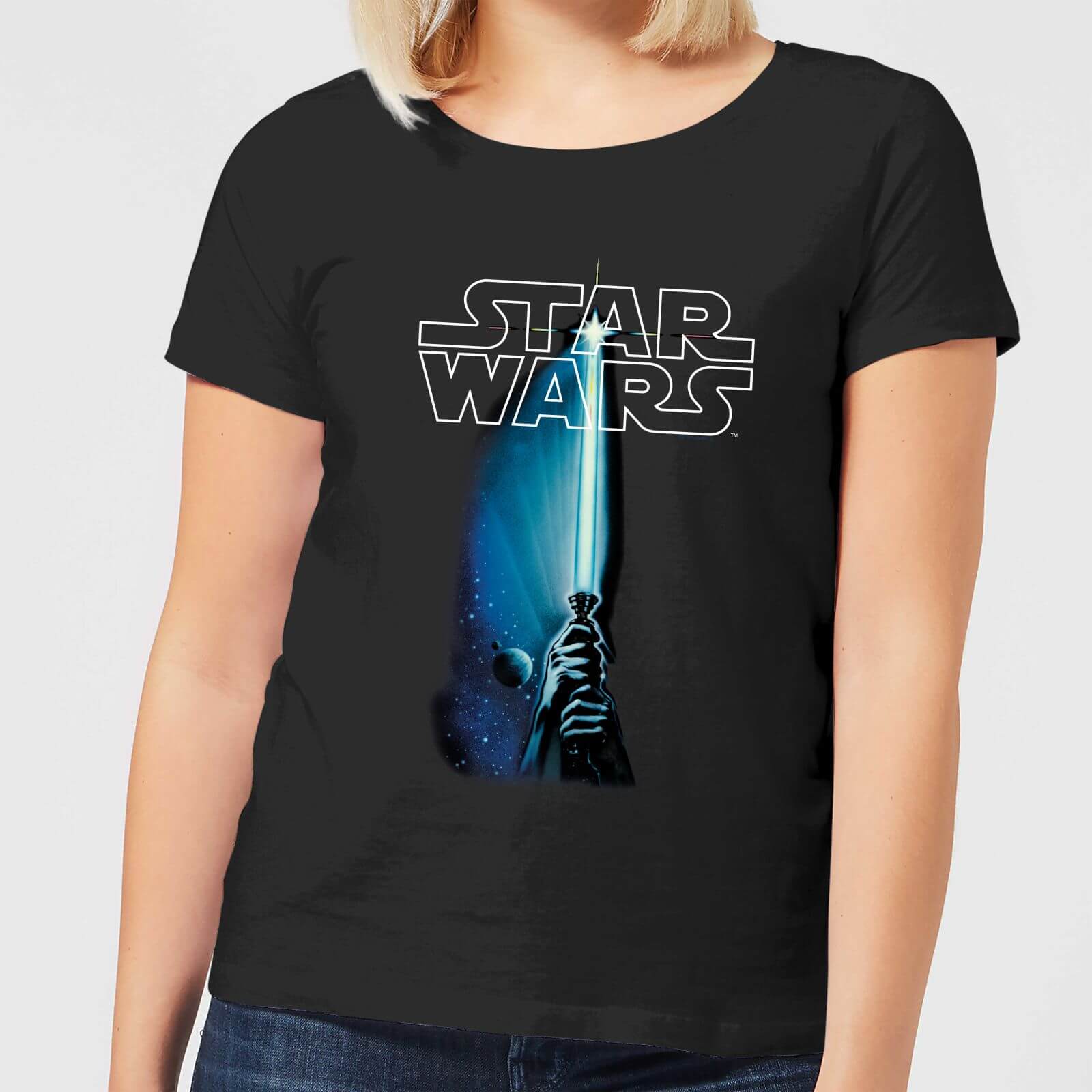 T-Shirt Star Wars Lightsaber - Nero - Donna - M