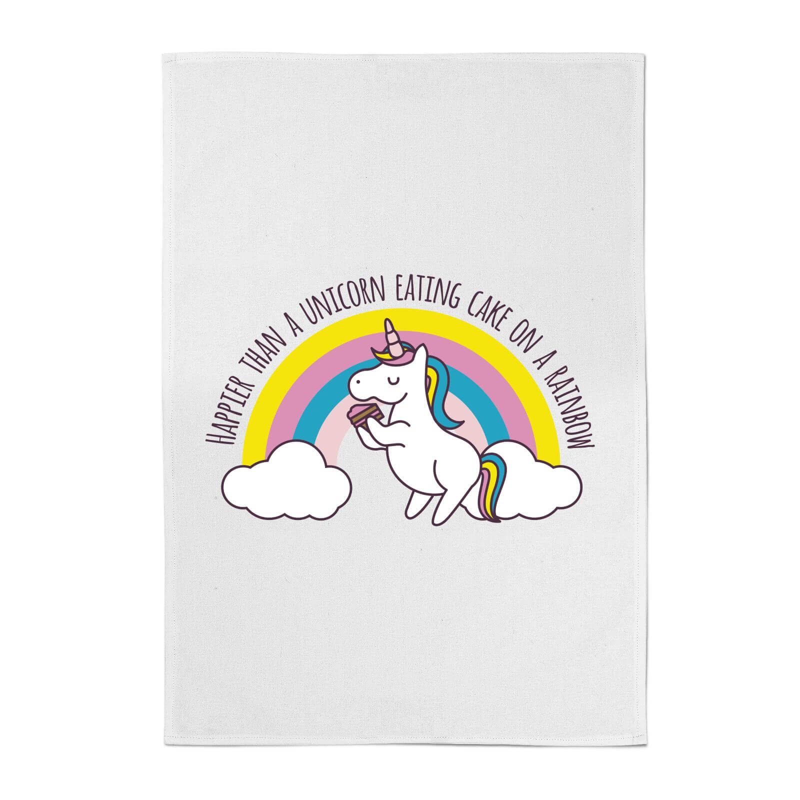 Happier Than A Unicorn Eating Cake Cotton Tea Towel