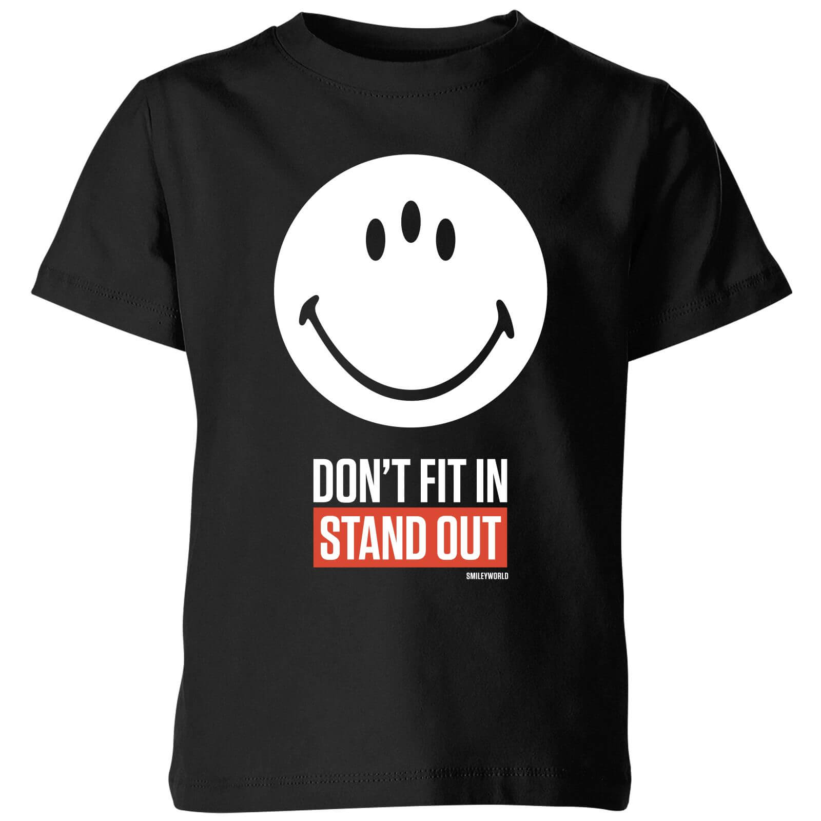 Smiley World Slogan Don't Fit In, Stand Out Kids' T-Shirt - Black - 9-10 Jahre - Schwarz