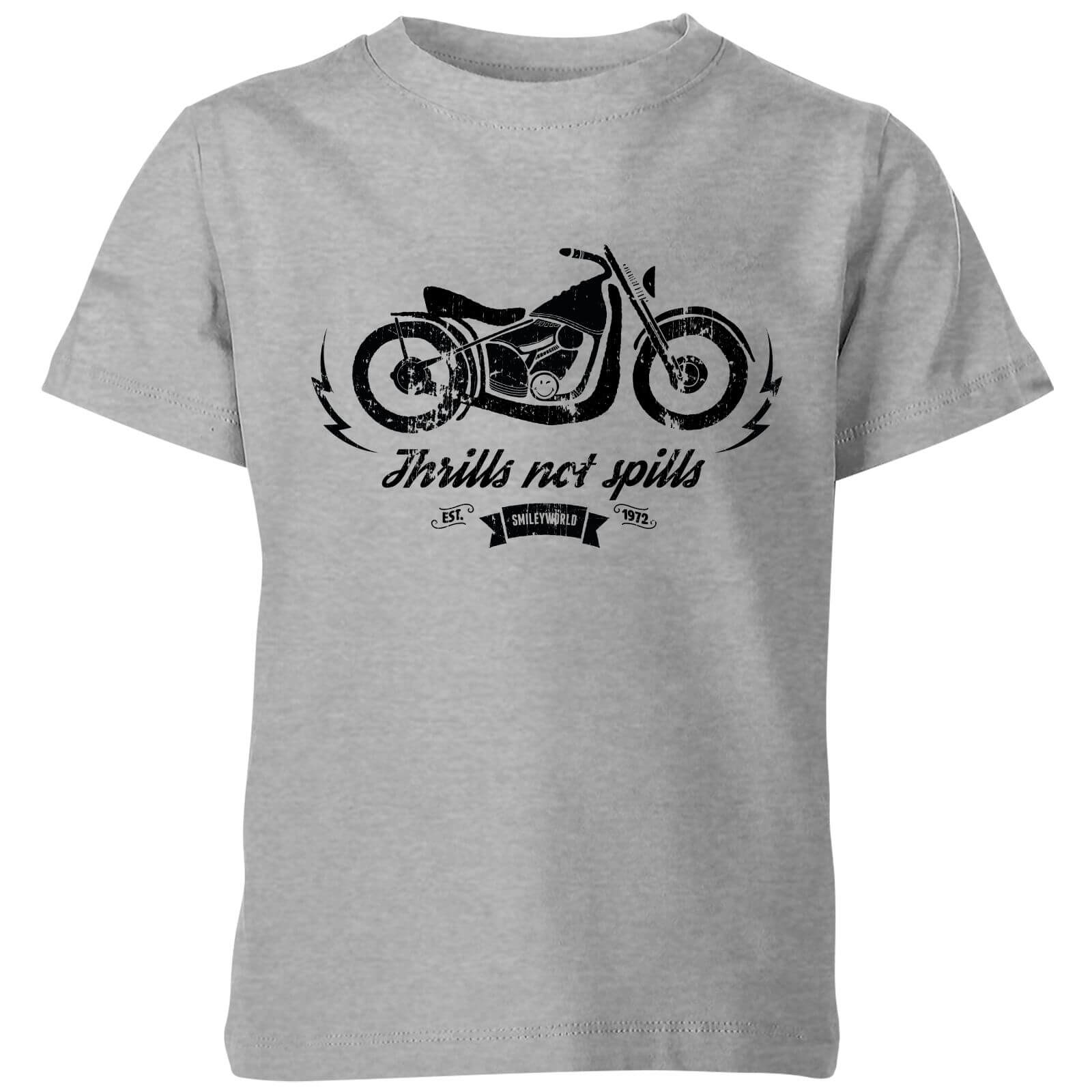 T-Shirt Enfant Thrills Not Spills Smiley - Gris - 5-6 ans - Gris