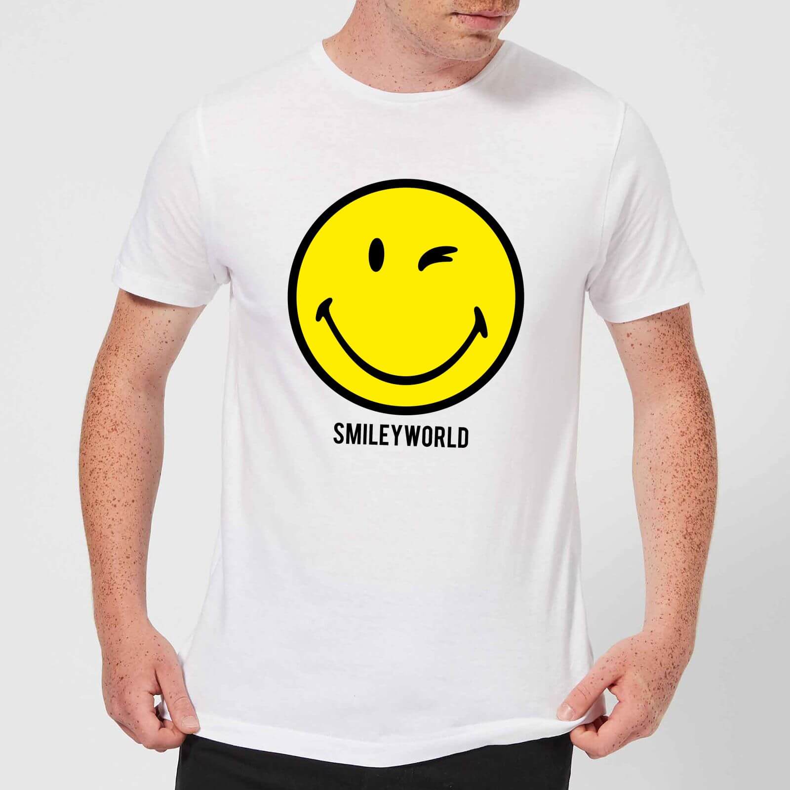 Smiley World Large Yellow Smiley Men's T-Shirt - White - L - Weiß