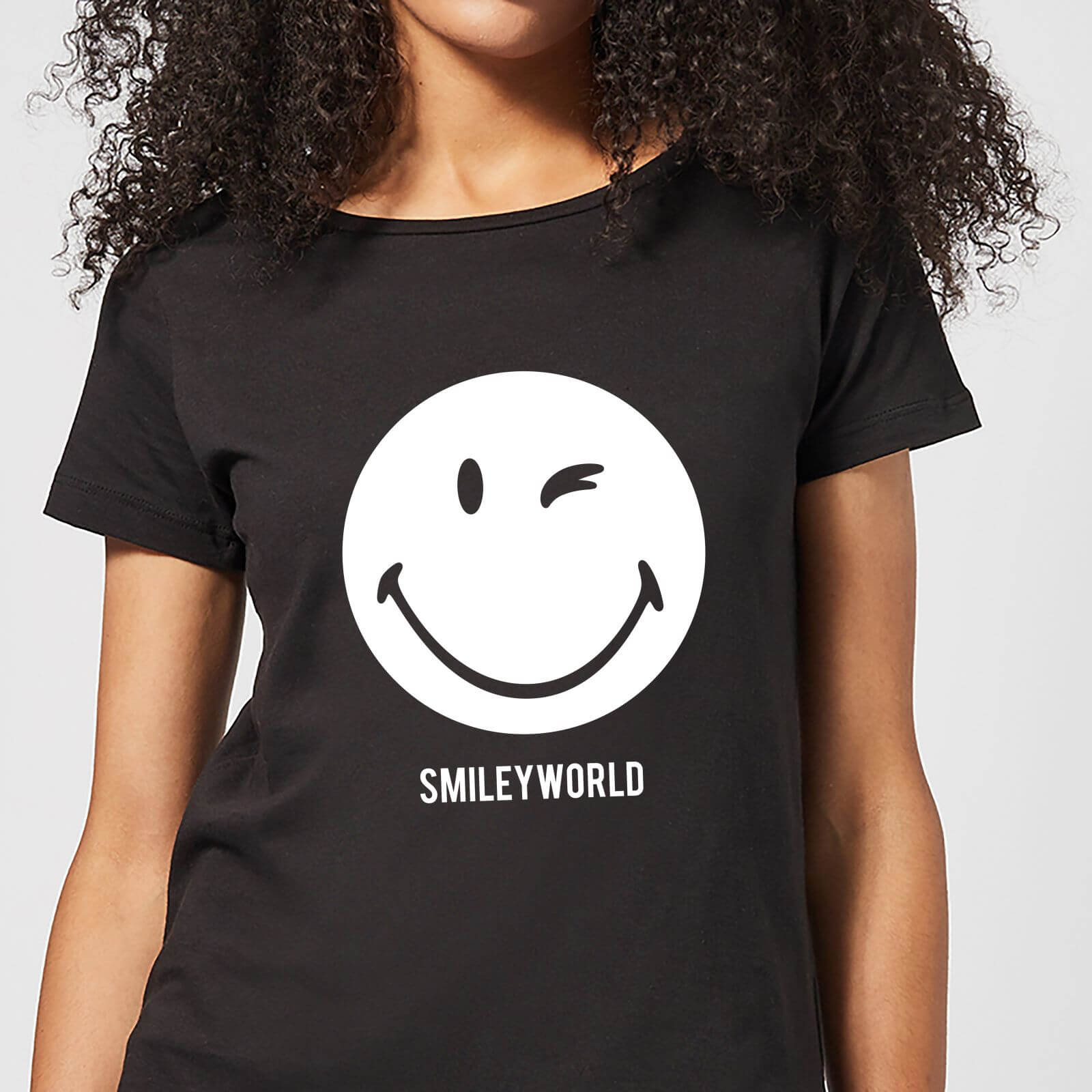 Smiley World Large Smiley Women's T-Shirt - Black - S - Black