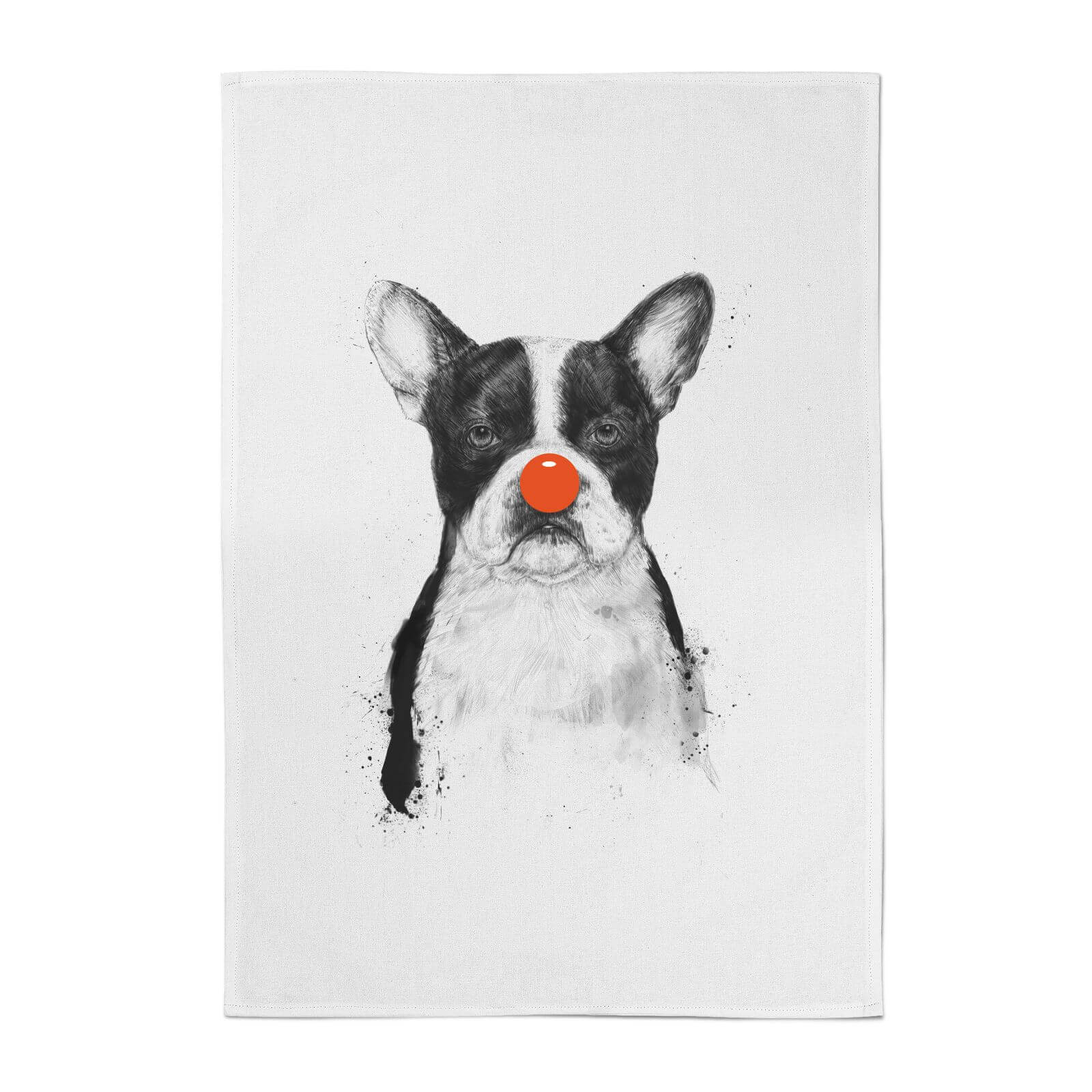 Balazs Solti Red Nosed Bulldog Cotton Tea Towel