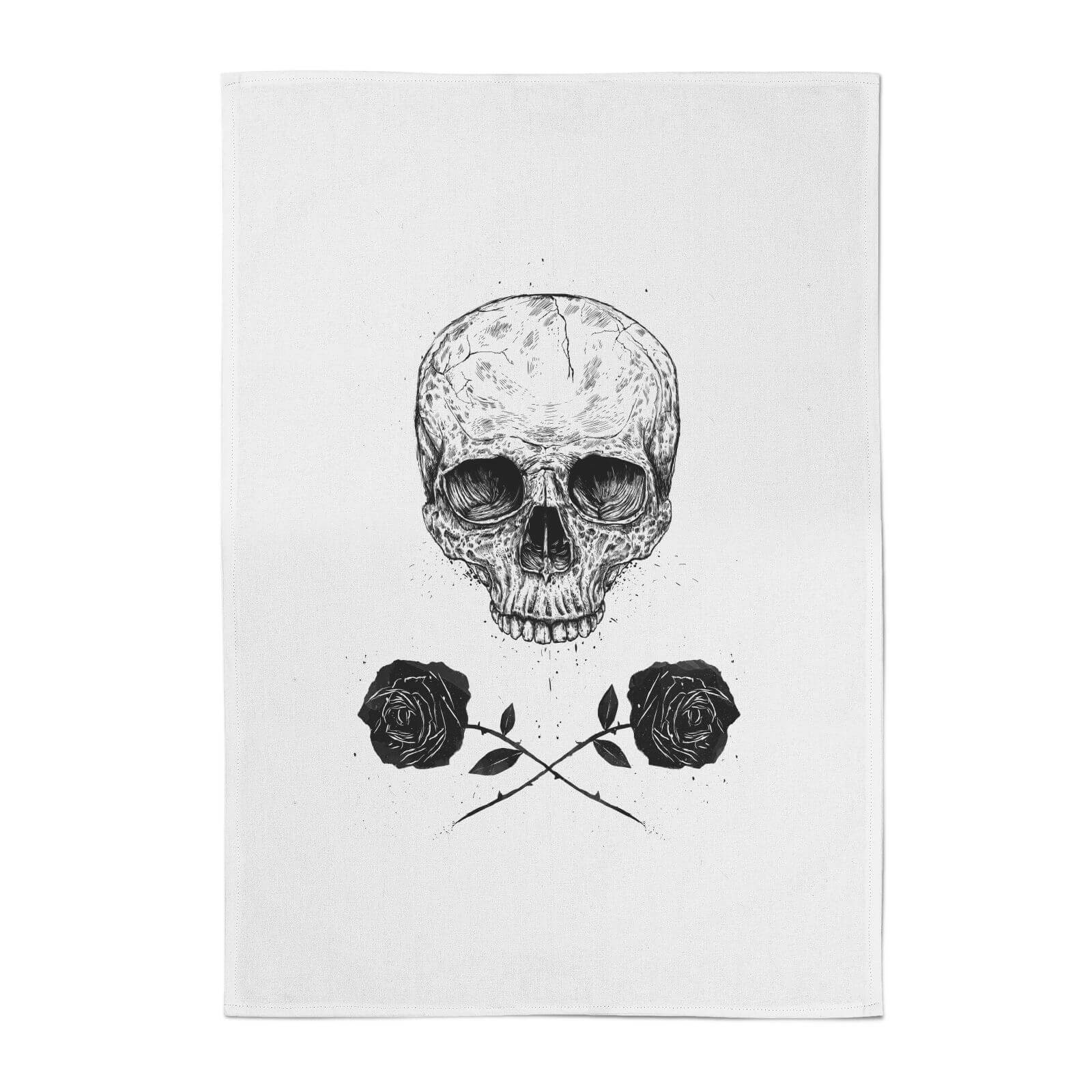 Balazs Solti Skull and Roses Cotton Tea Towel