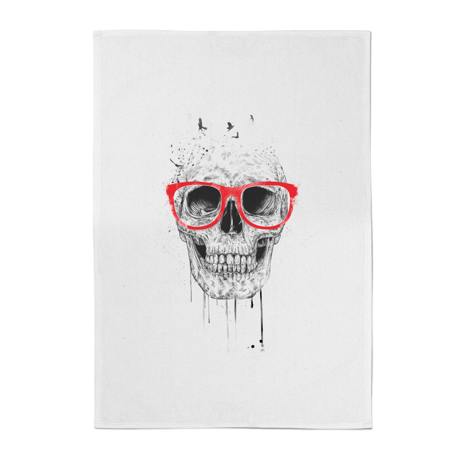 Balazs Solti Skull and Glasses Cotton Tea Towel