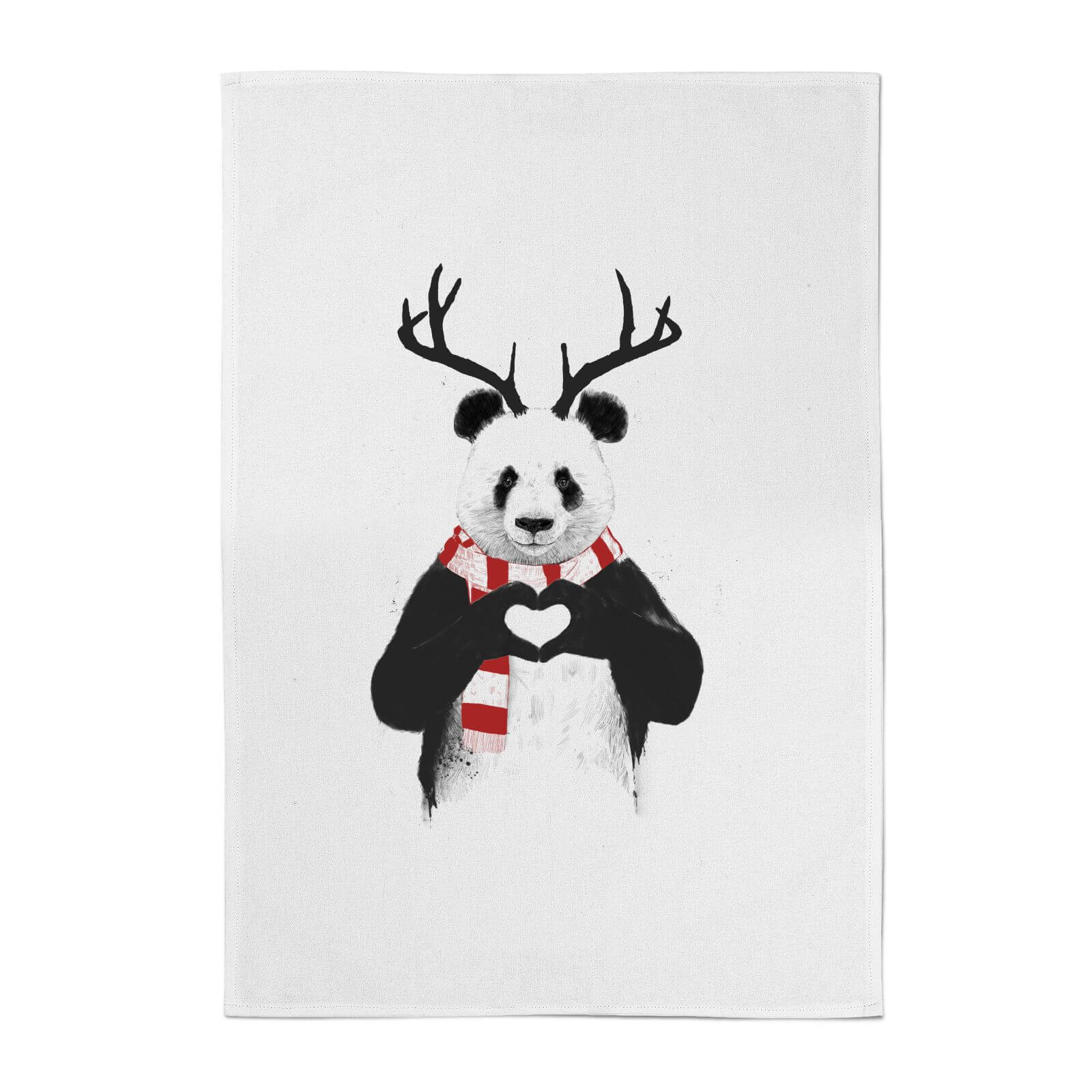 Balazs Solti Winter Panda Cotton Tea Towel