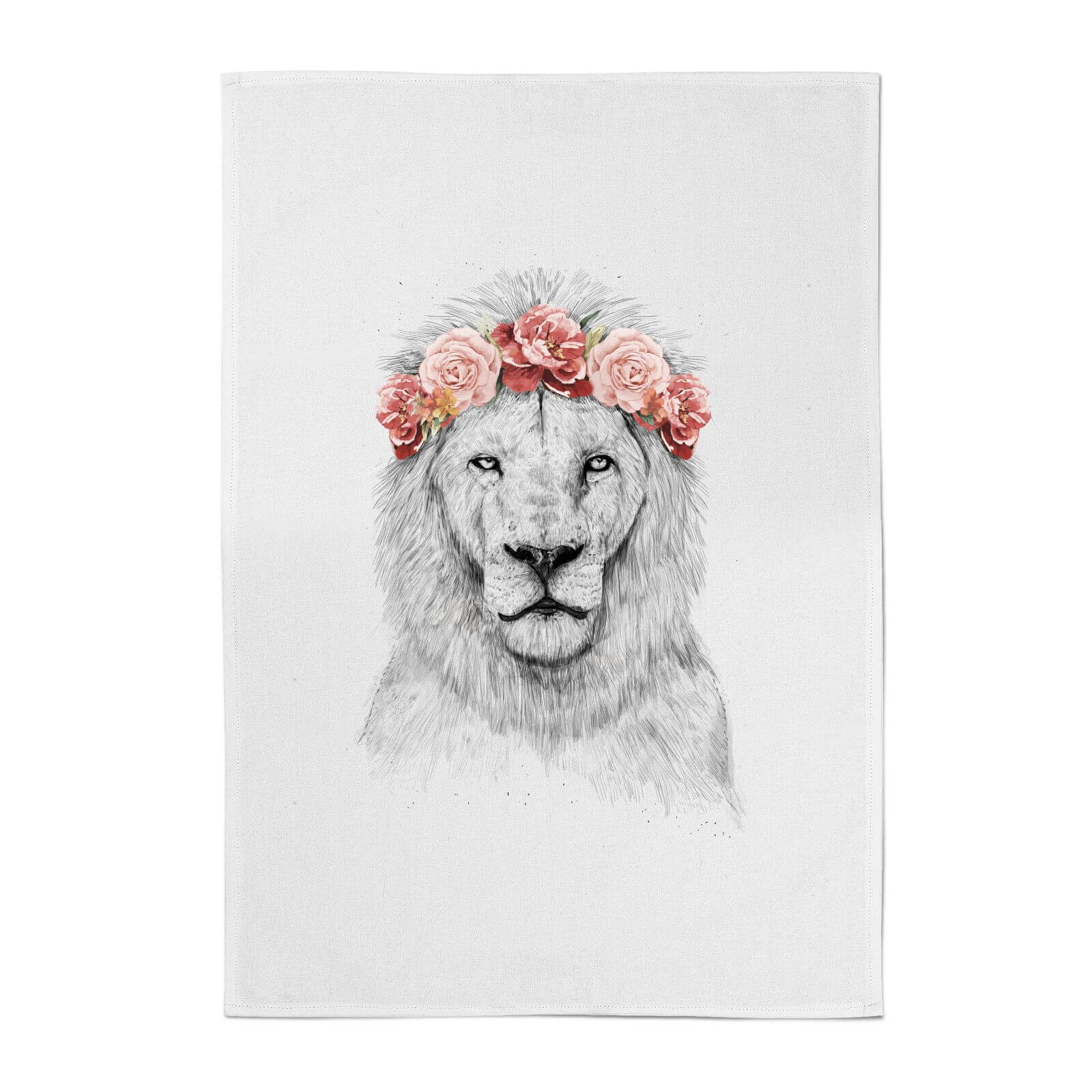Balazs Solti Lion and Flowers Cotton Tea Towel