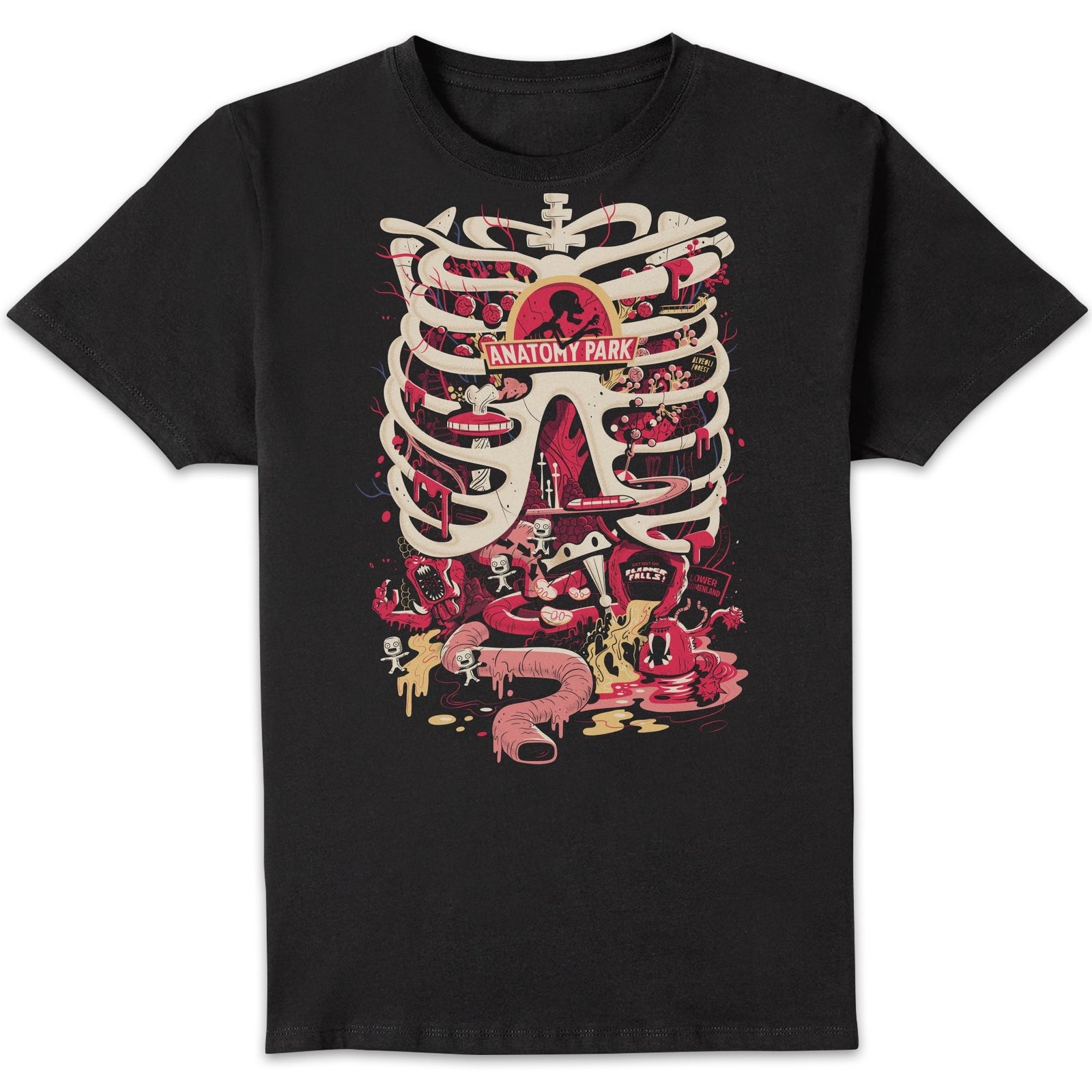 T-Shirt Homme Anatomy Park Rick et Morty - Noir
