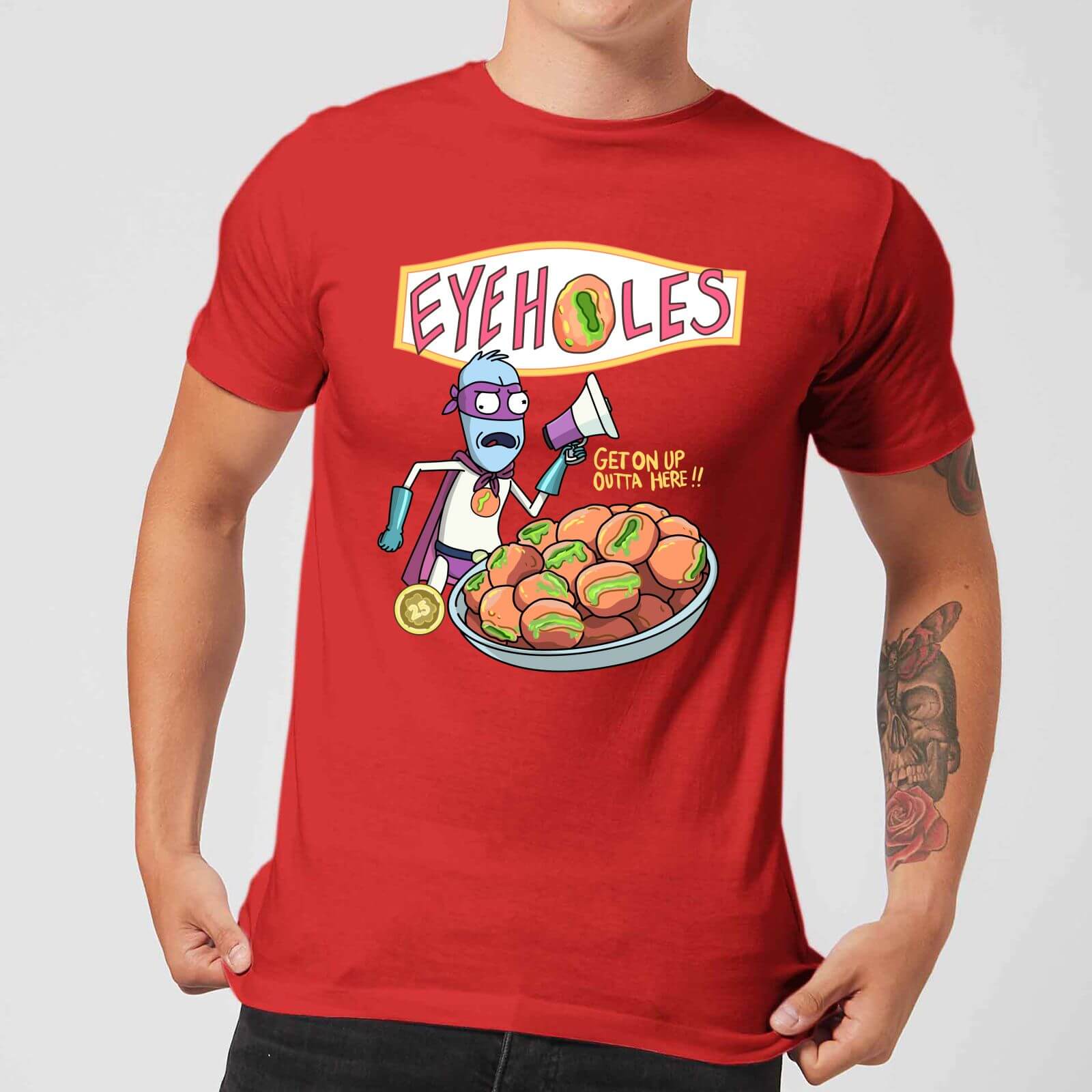 T-Shirt Zavvi Exclusive Rick e Morty Eyeholes - Rosso - Uomo - S