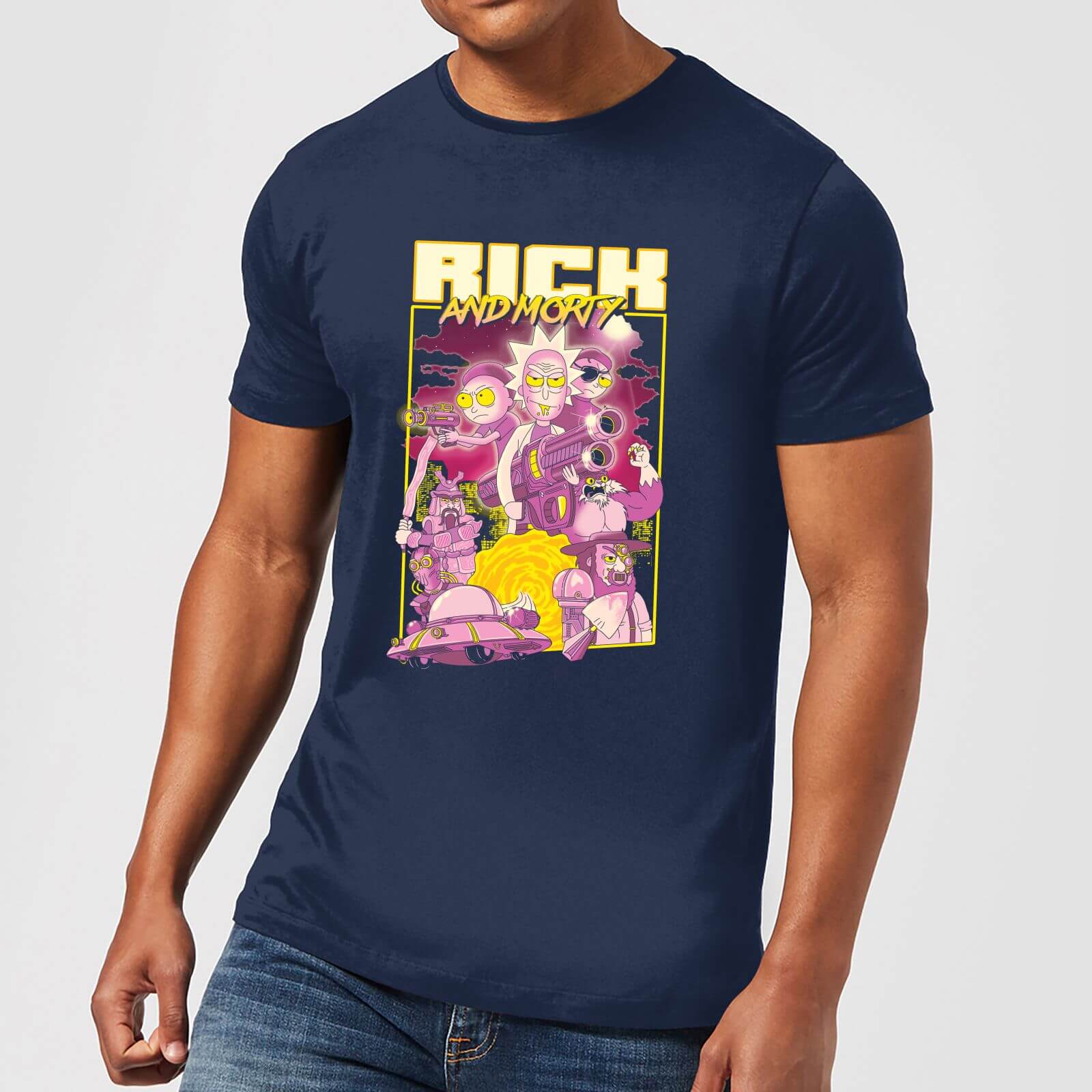 

T-Shirt Rick e Morty 80s Poster - Blu Navy - Uomo - S