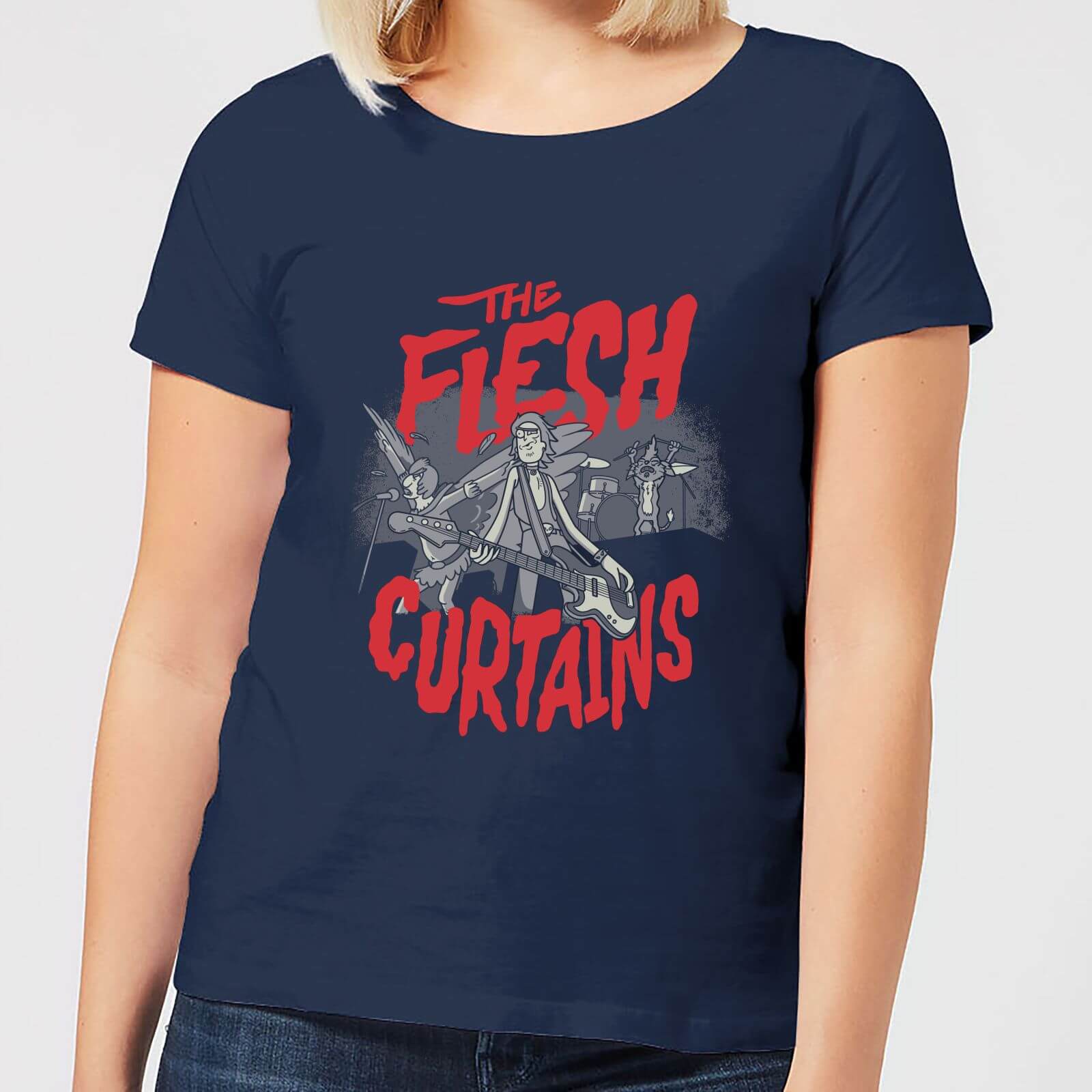 Rick and Morty The Flesh Curtains Women's T-Shirt - Navy - XXL - Navy