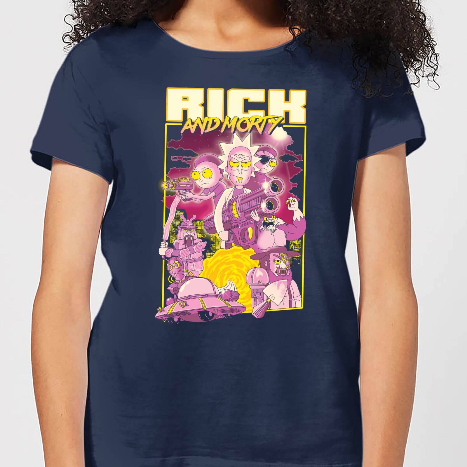T-Shirt Rick e Morty 80s Poster - Blu Navy - Donna - XL