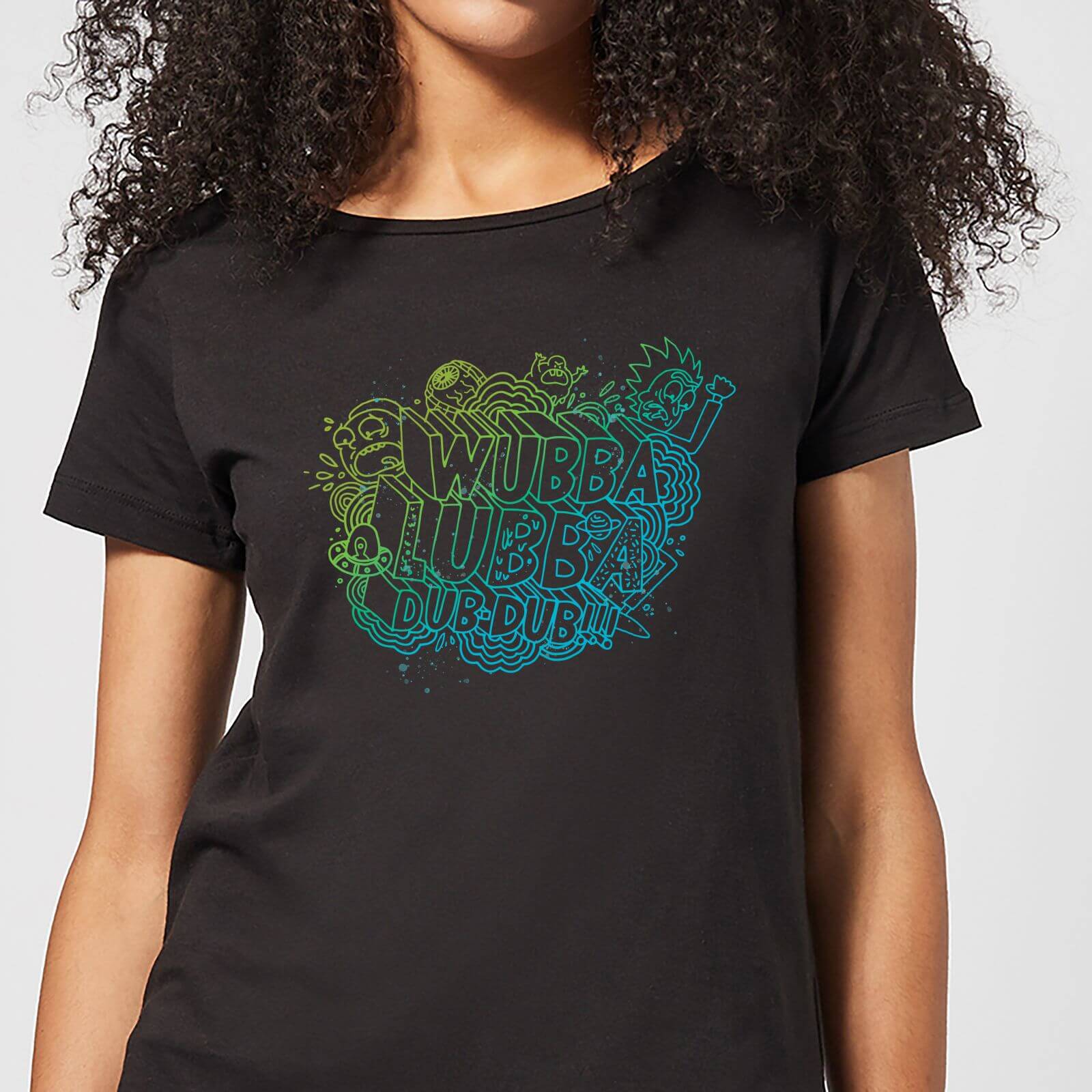 T-Shirt Rick e Morty Wubba Lubba Dub Dub - Nero - Donna - S